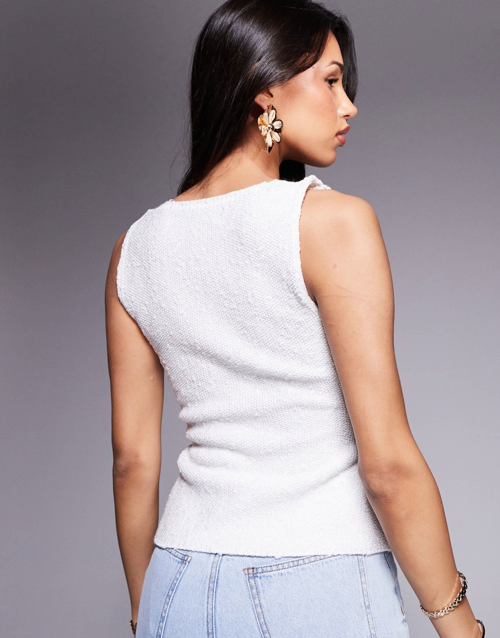 River Island boucle vest in white - ASOS Sample Sale
