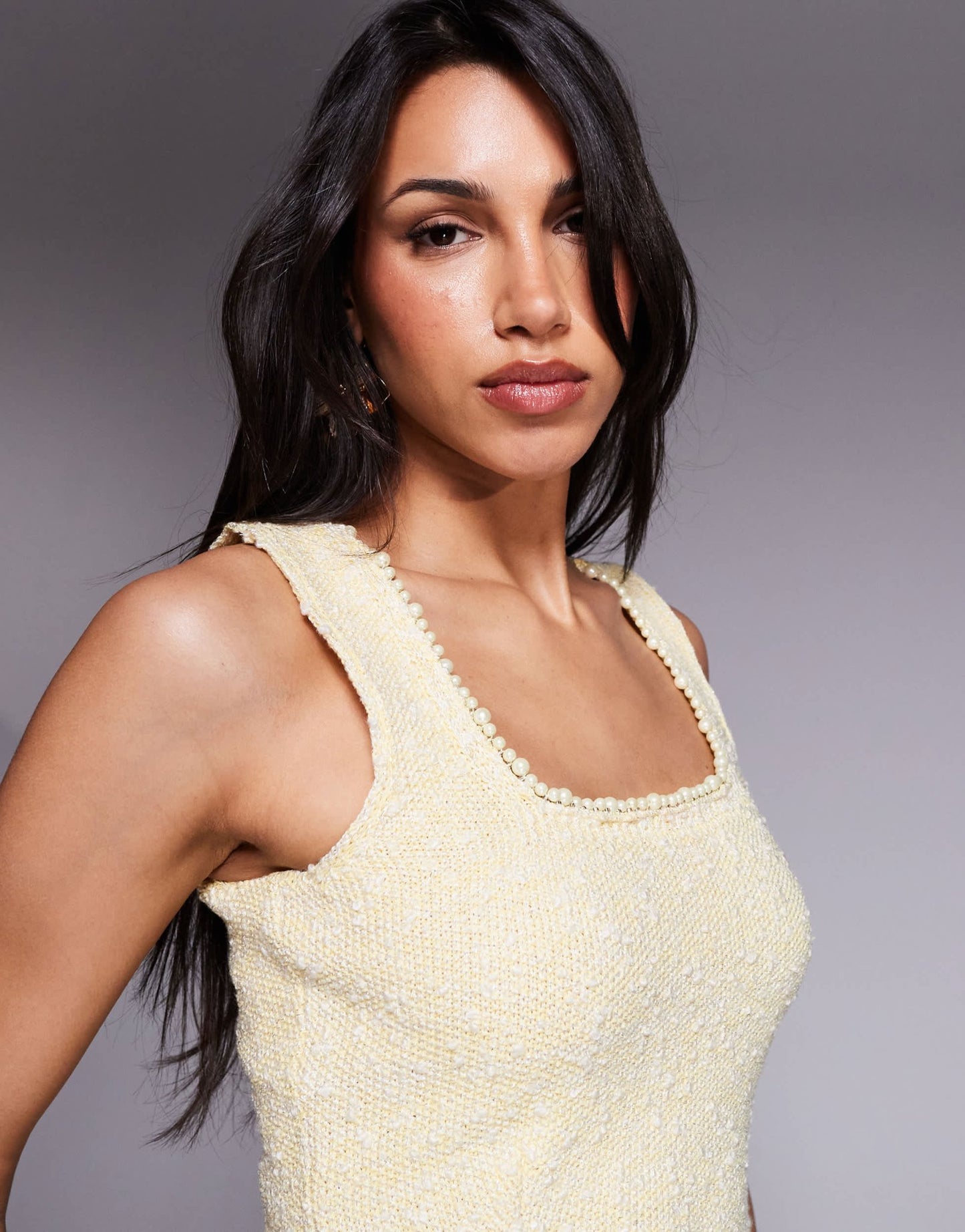 River Island boucle vest in yellow - ASOS Sample Sale