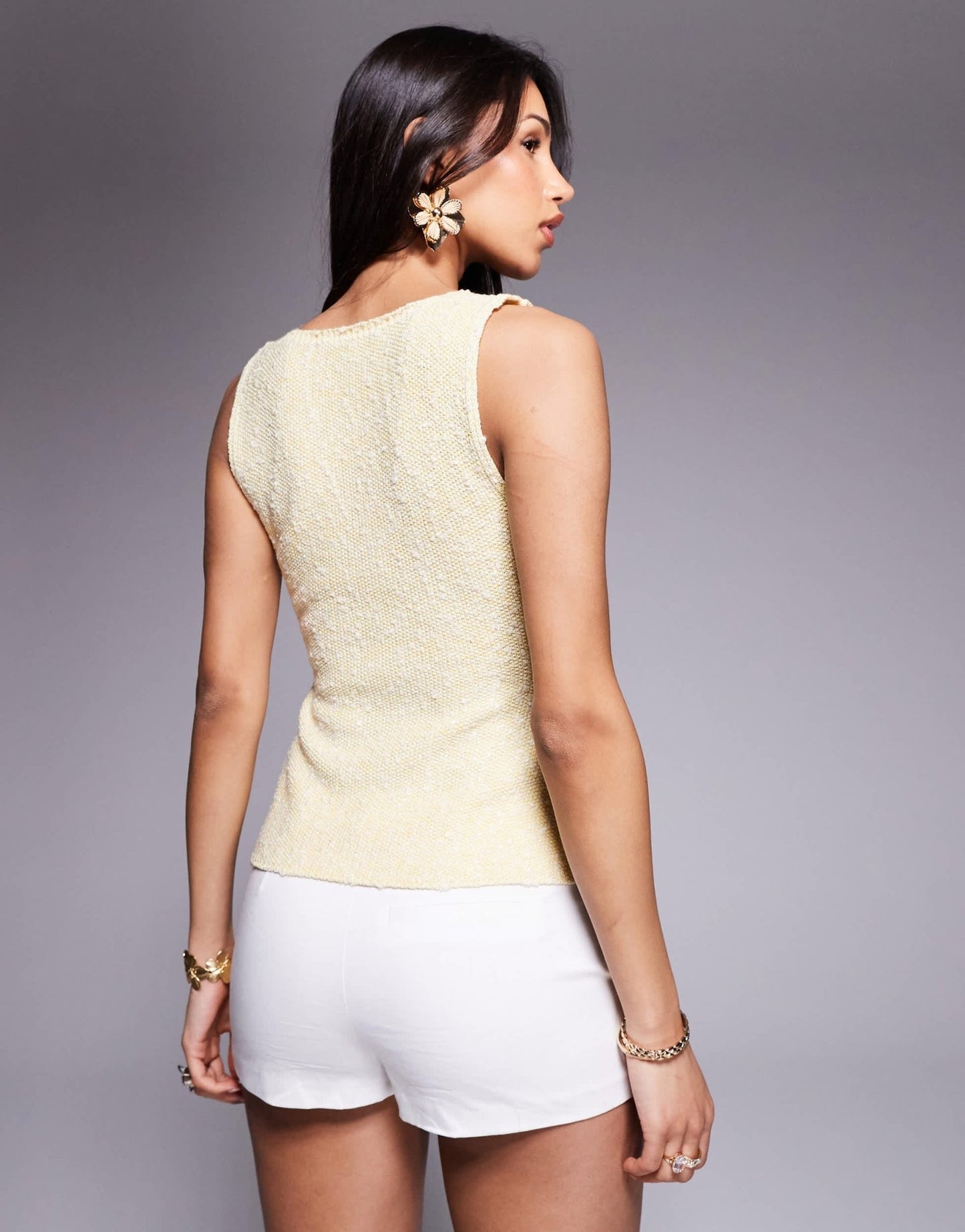 River Island boucle vest in yellow - ASOS Sample Sale