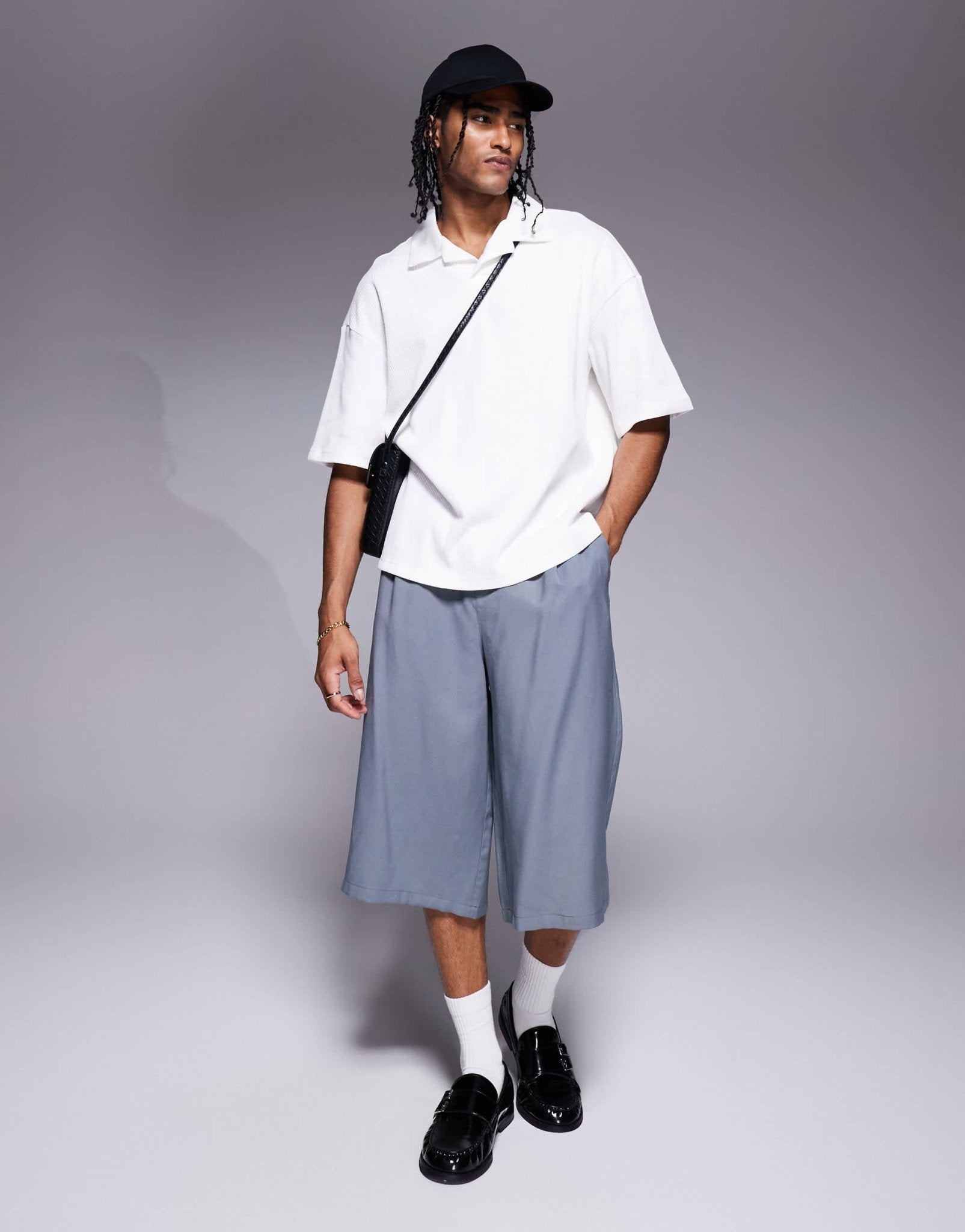 River Island boxy oversized fit revere collar polo in ecru - ASOS Sample Sale