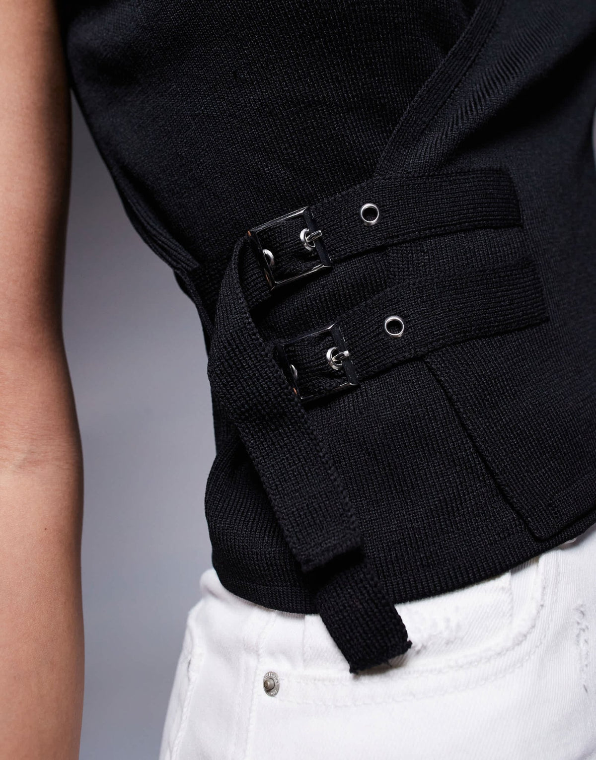 River Island buckle vest in black - ASOS Sample Sale