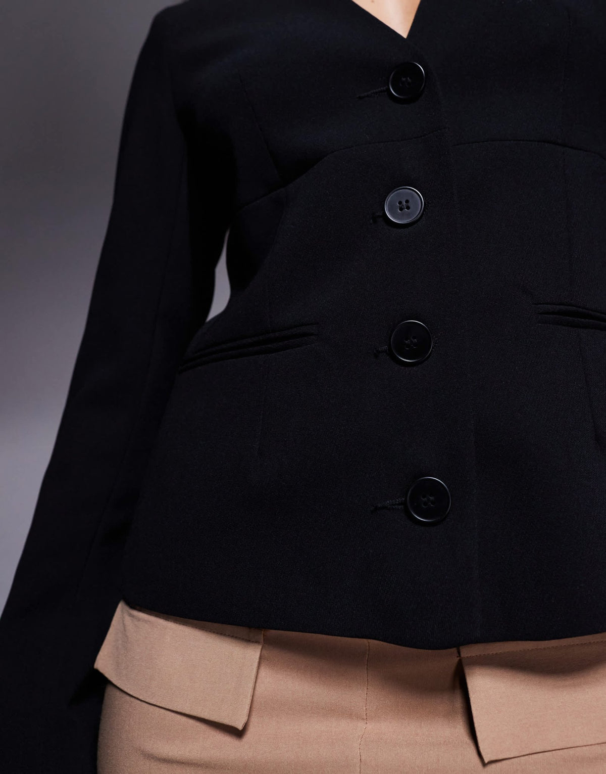 River Island button front blazer in black - ASOS Sample Sale