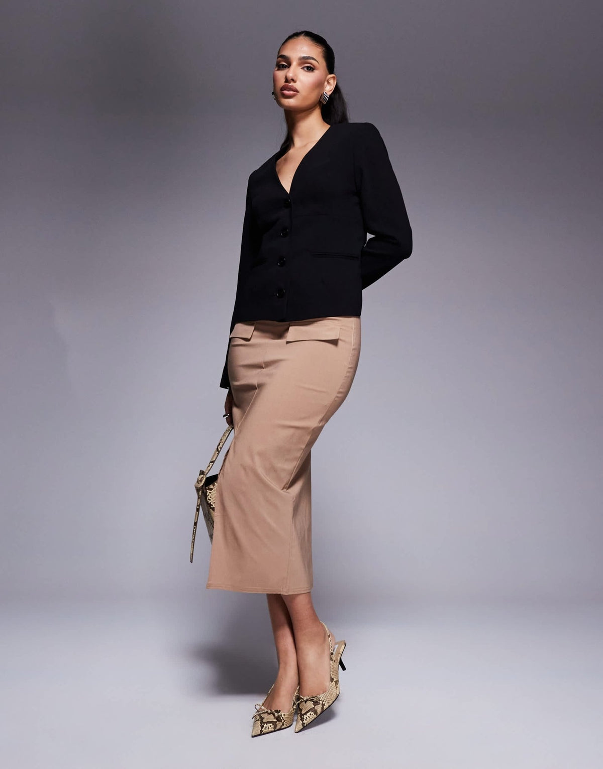 River Island button front blazer in black - ASOS Sample Sale