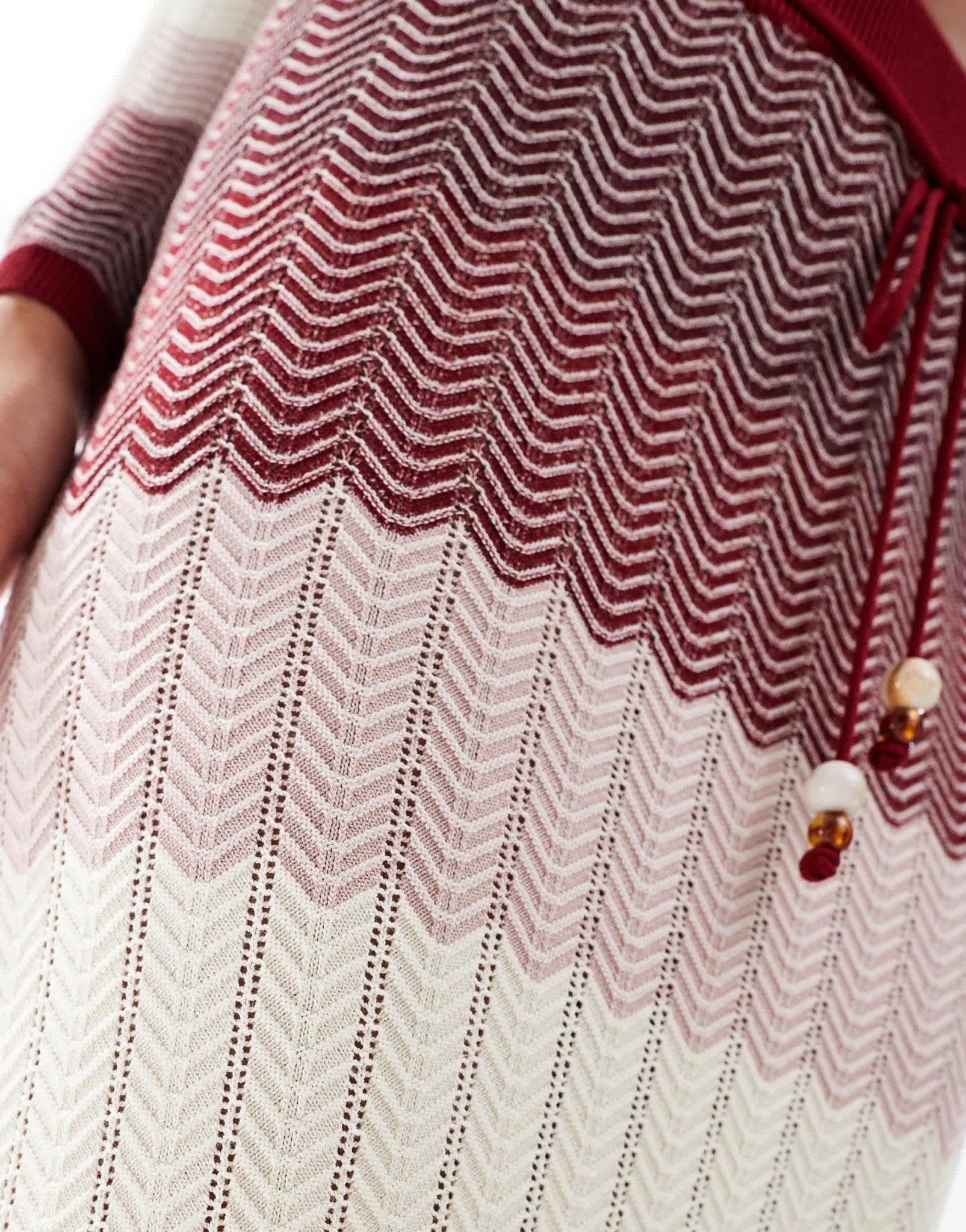 River Island chevron knit skirt co - ord in dark red - ASOS Sample Sale