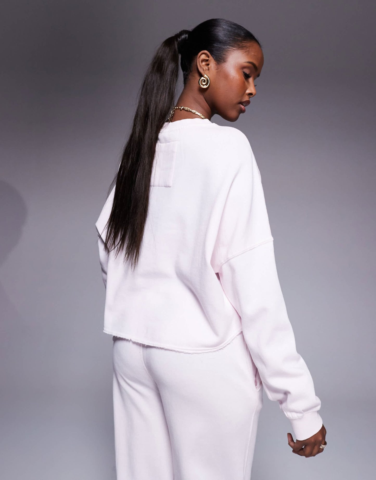 River Island chopped sweatshirt light pink - ASOS Sample Sale
