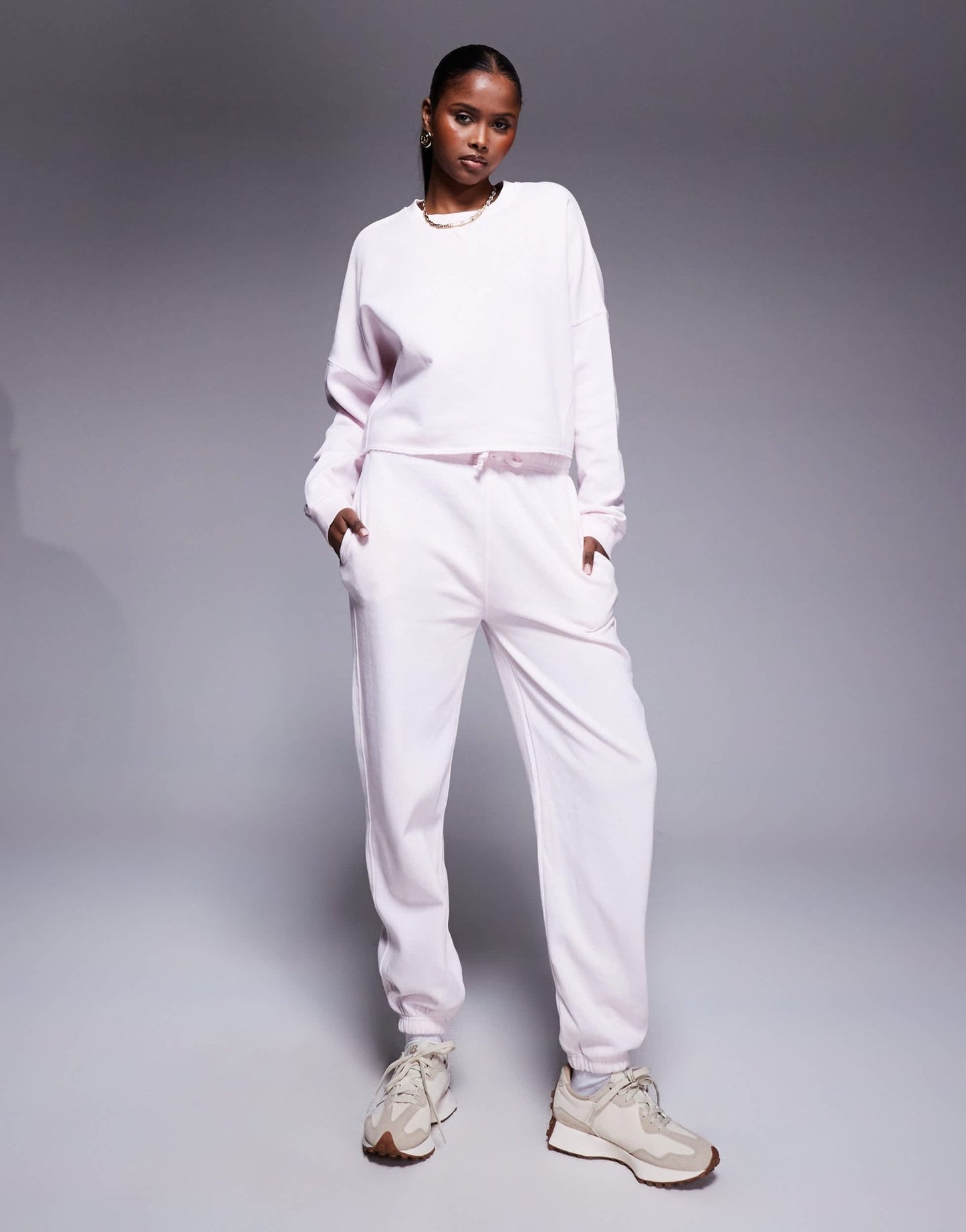 River Island chopped sweatshirt light pink - ASOS Sample Sale