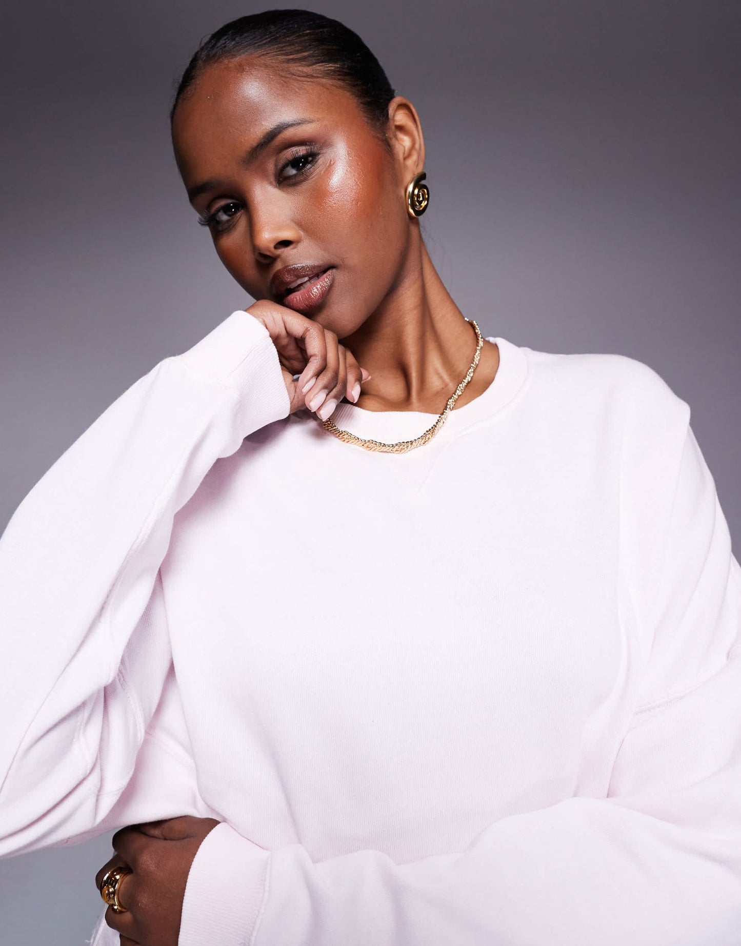 River Island chopped sweatshirt light pink - ASOS Sample Sale