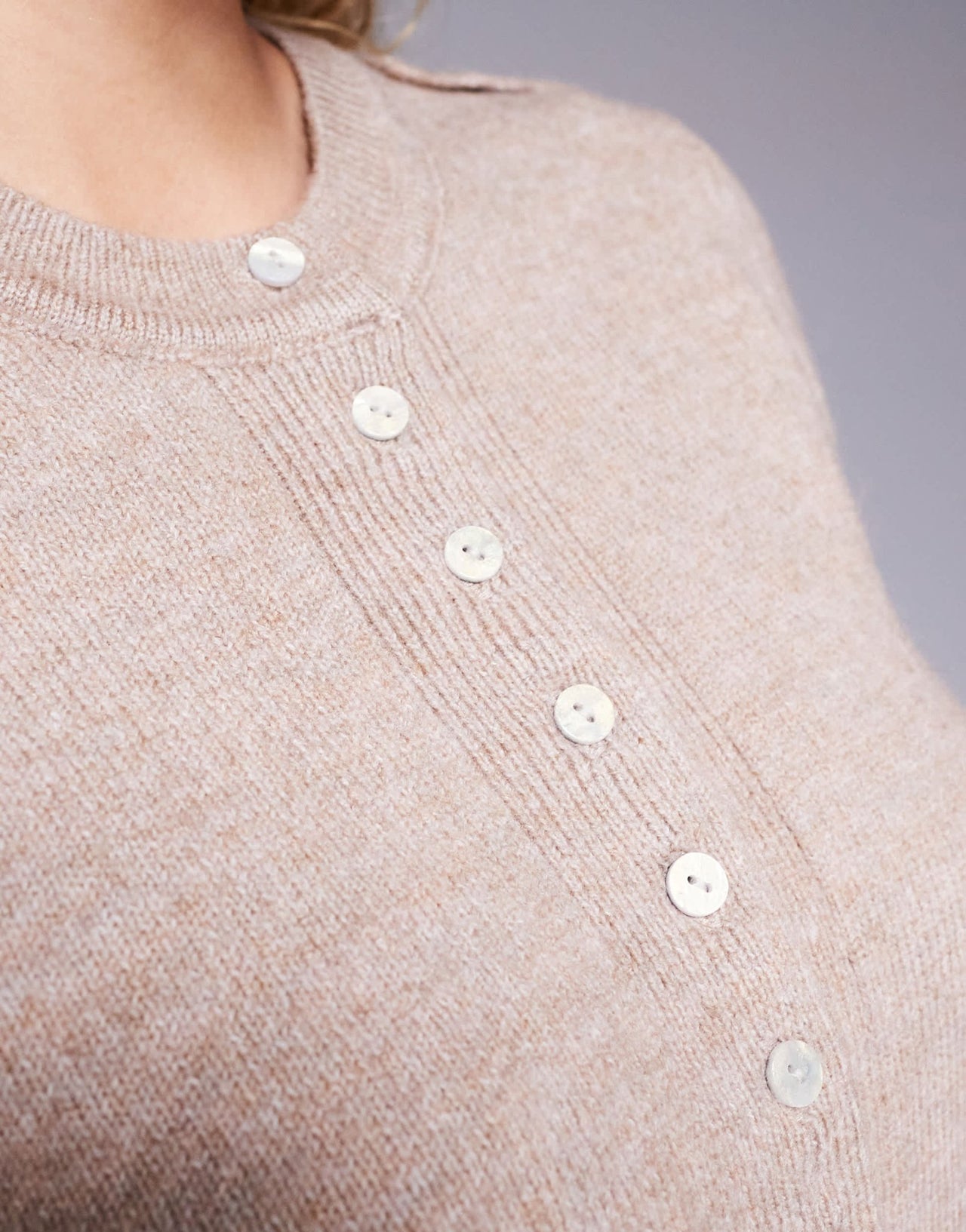 River Island clean button cardigan in light brown - ASOS Sample Sale
