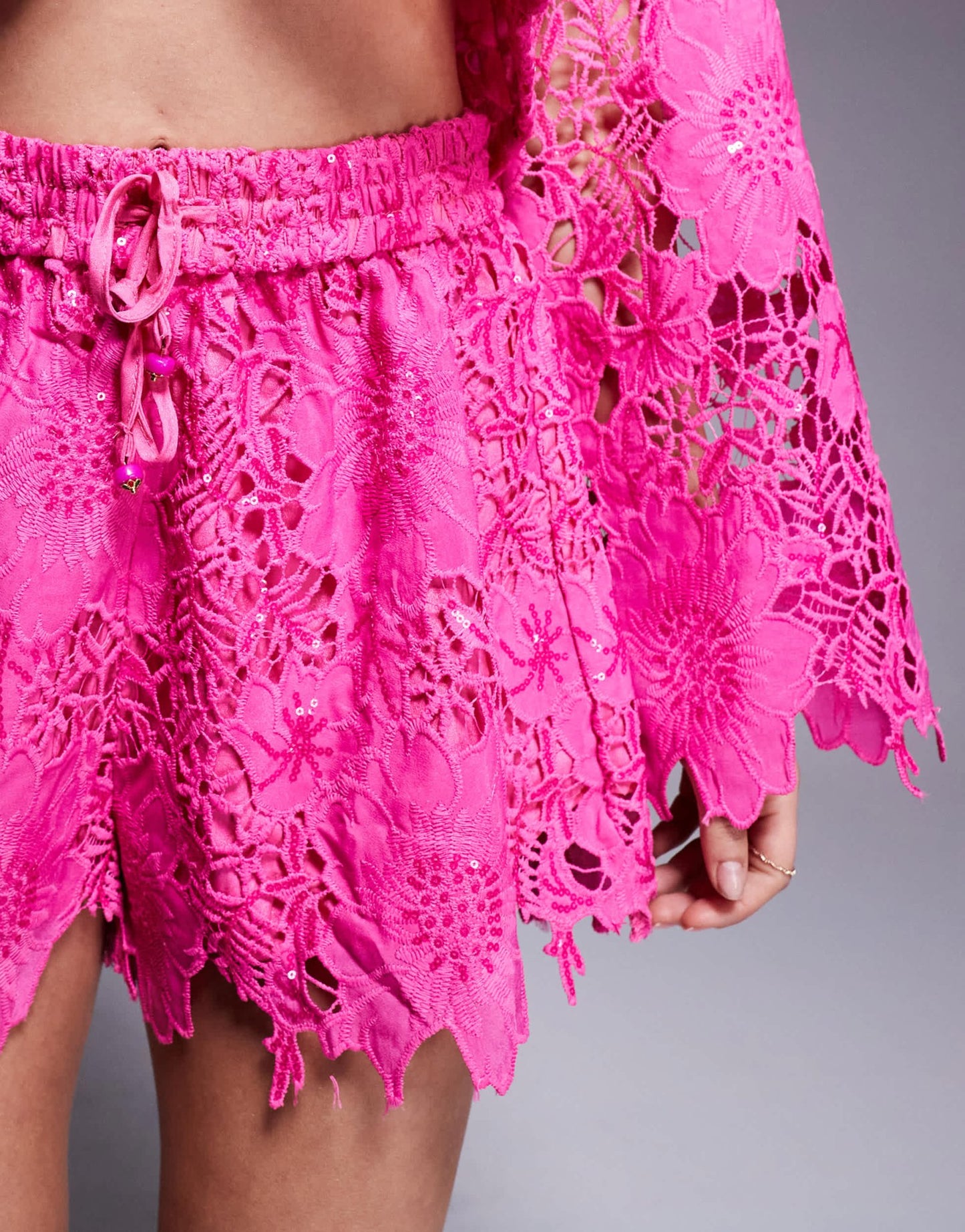 River Island cutwork sequin short co - ord in pink - ASOS Sample Sale