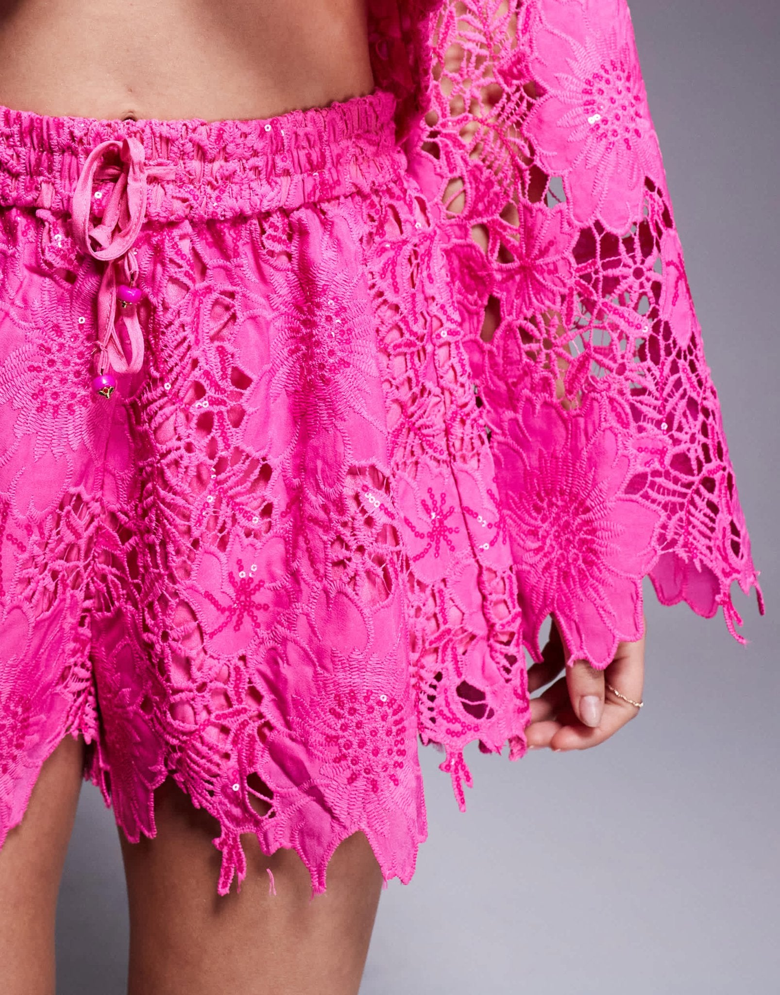 River Island cutwork sequin short co - ord in pink - ASOS Sample Sale