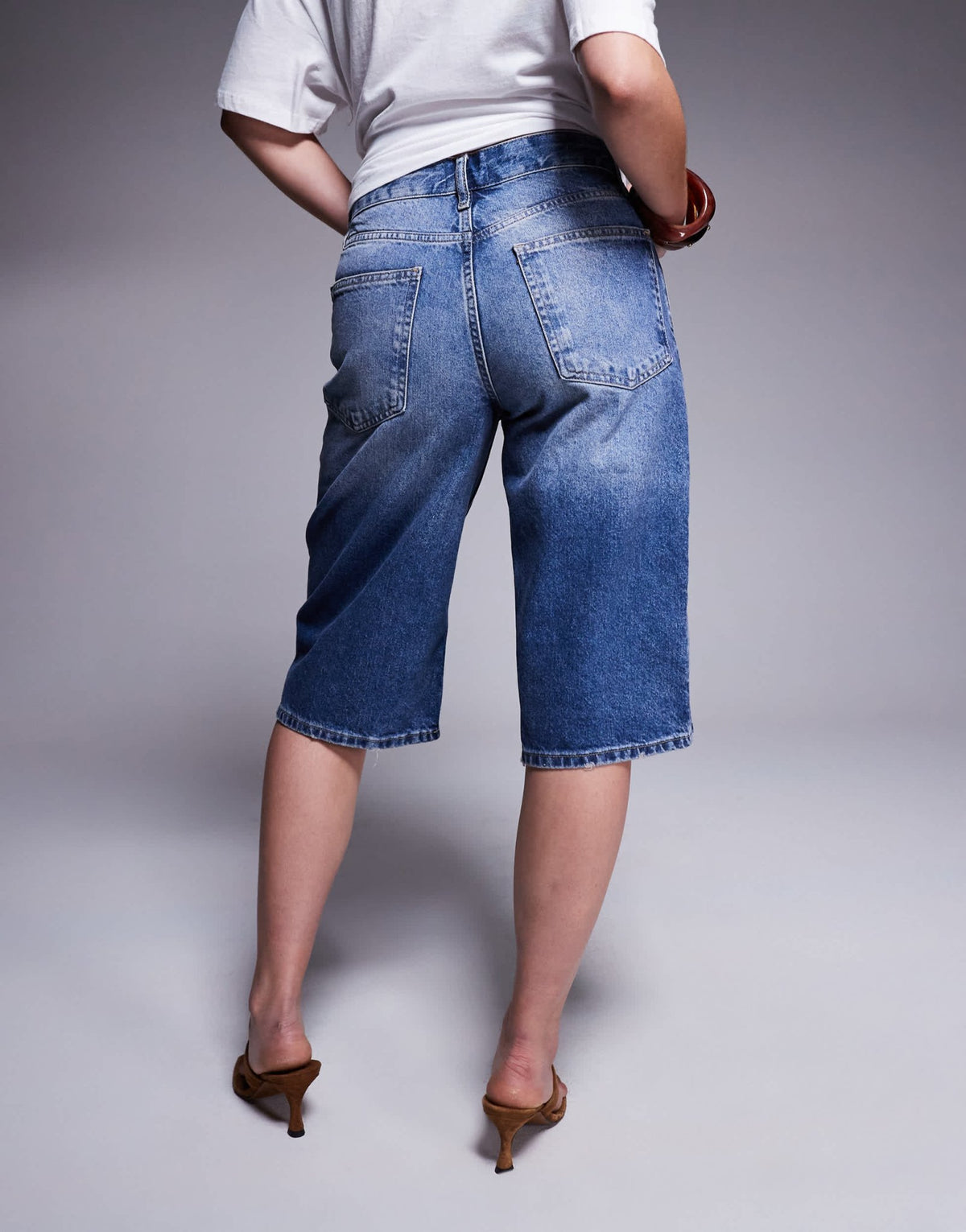 River Island denim jort in midwash blue - ASOS Sample Sale