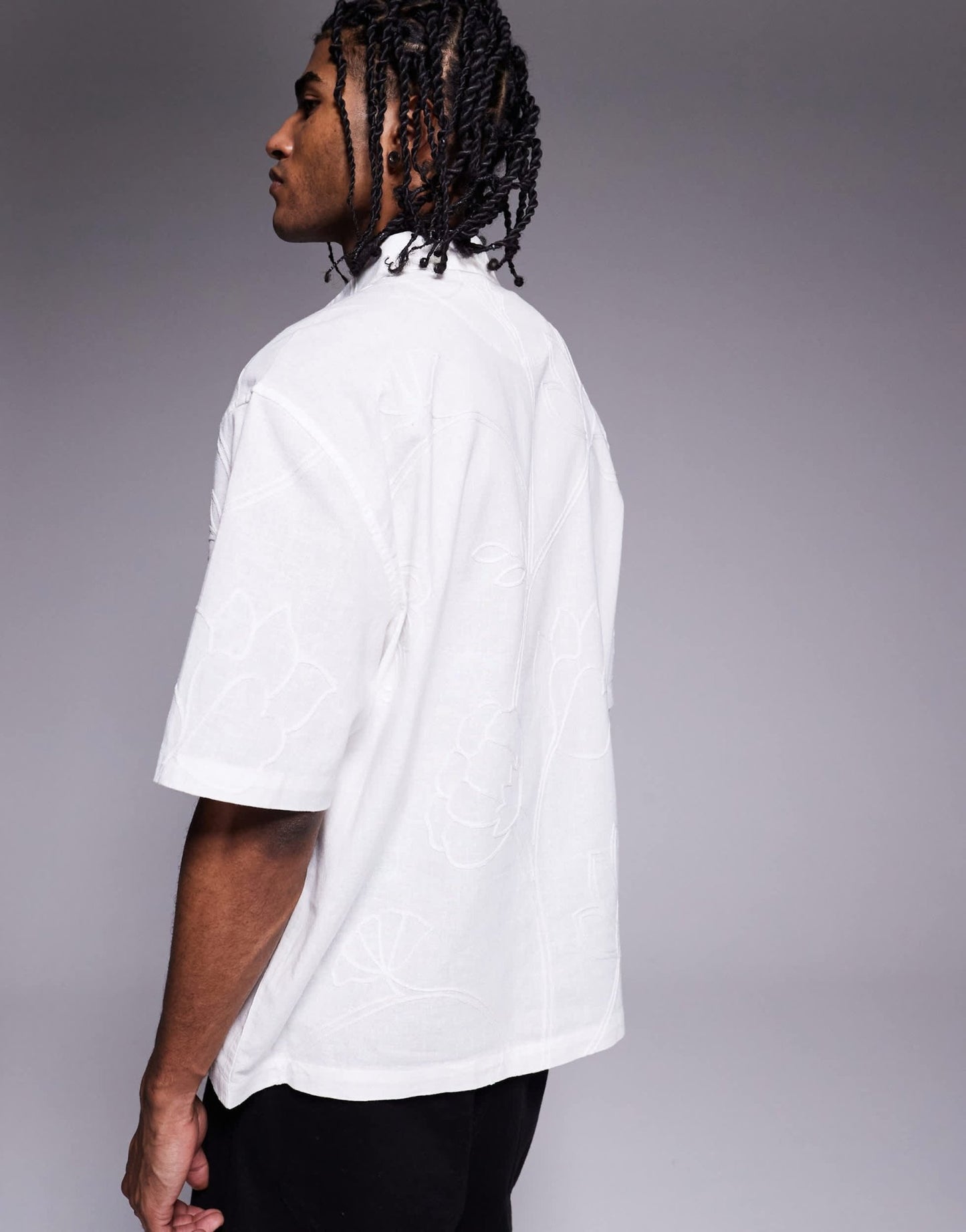 River Island embroidered oversized shirt in white - ASOS Sample Sale