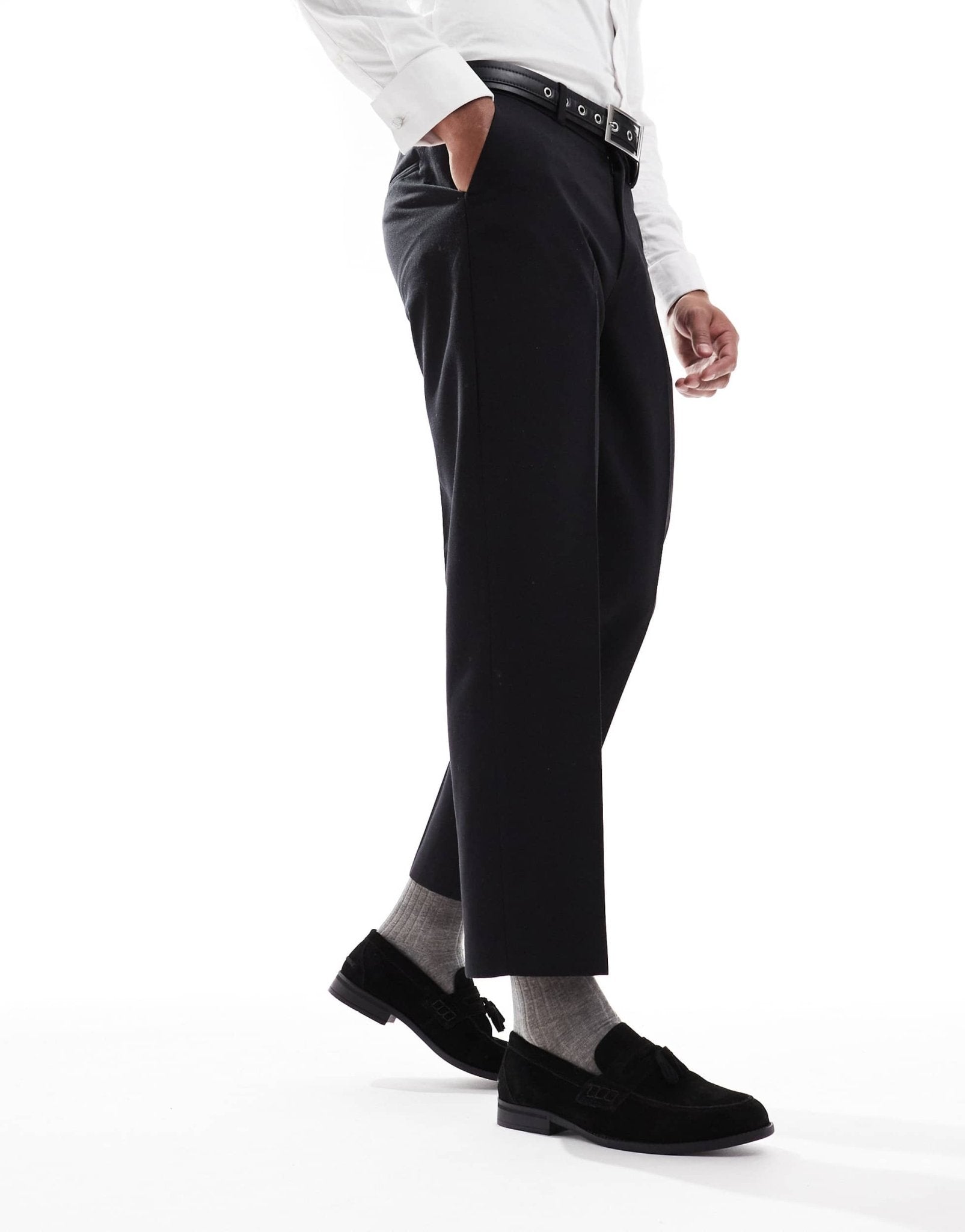 River Island faux suede tassel loafers in black - ASOS Sample Sale