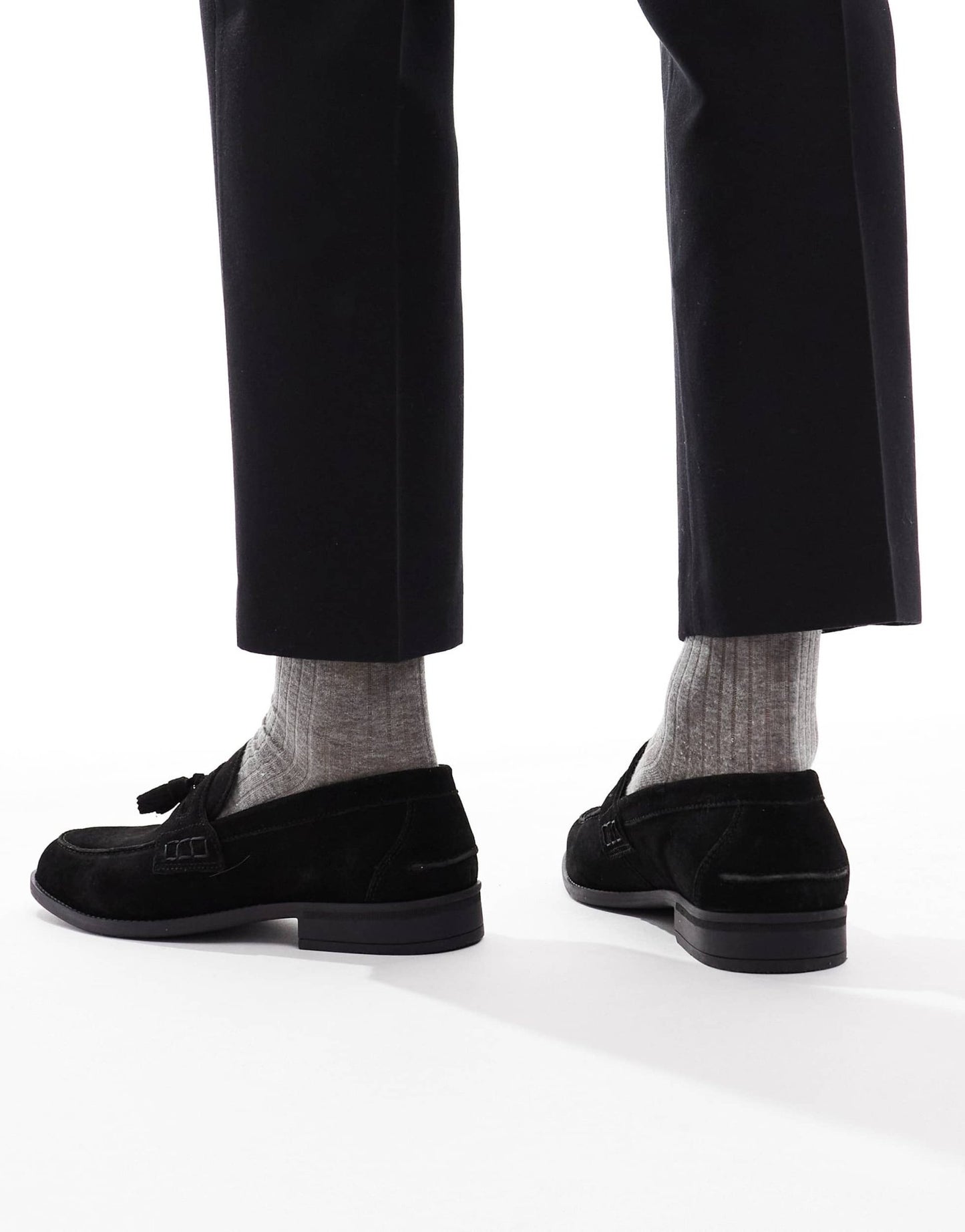 River Island faux suede tassel loafers in black - ASOS Sample Sale