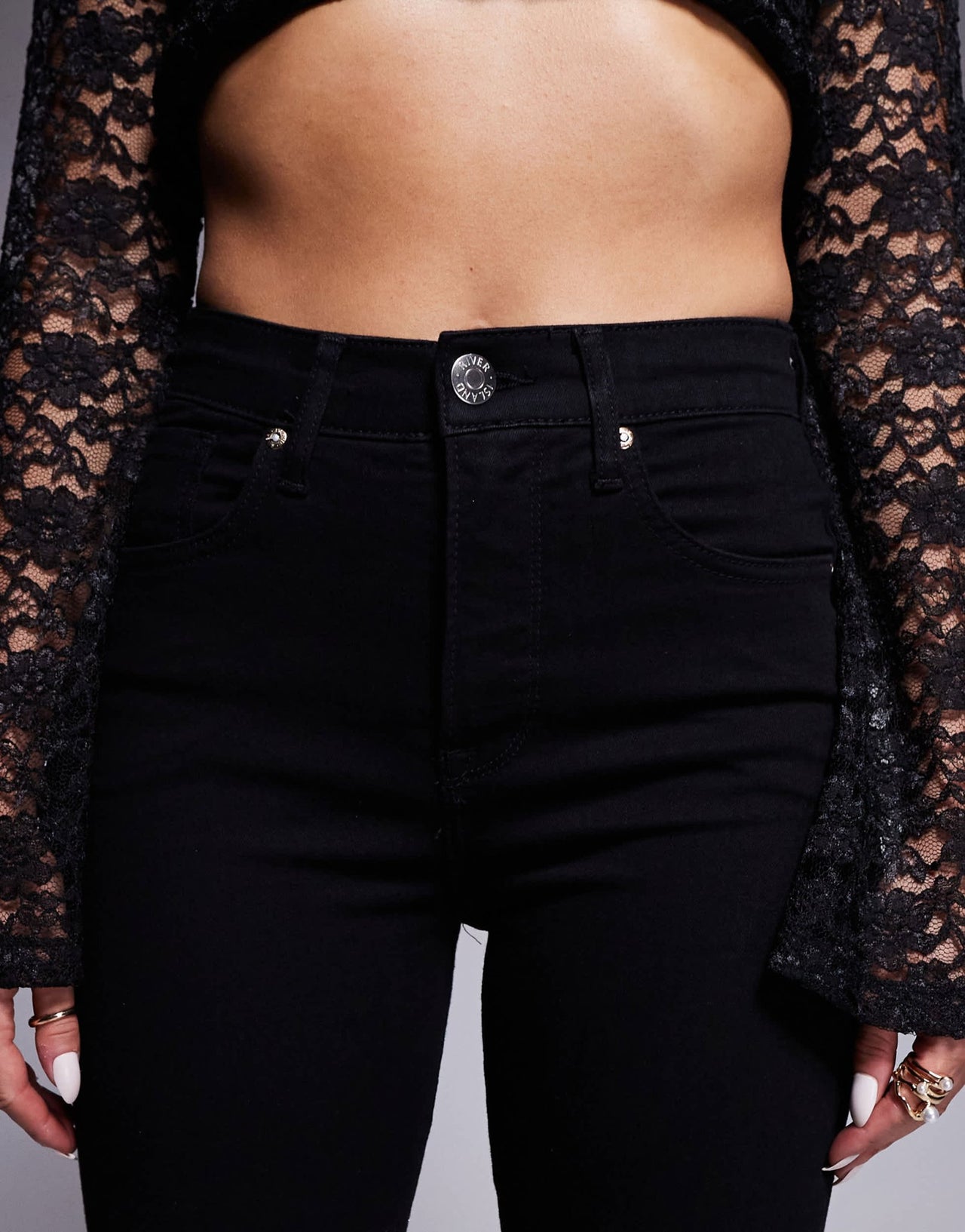River Island flare jean in black - ASOS Sample Sale