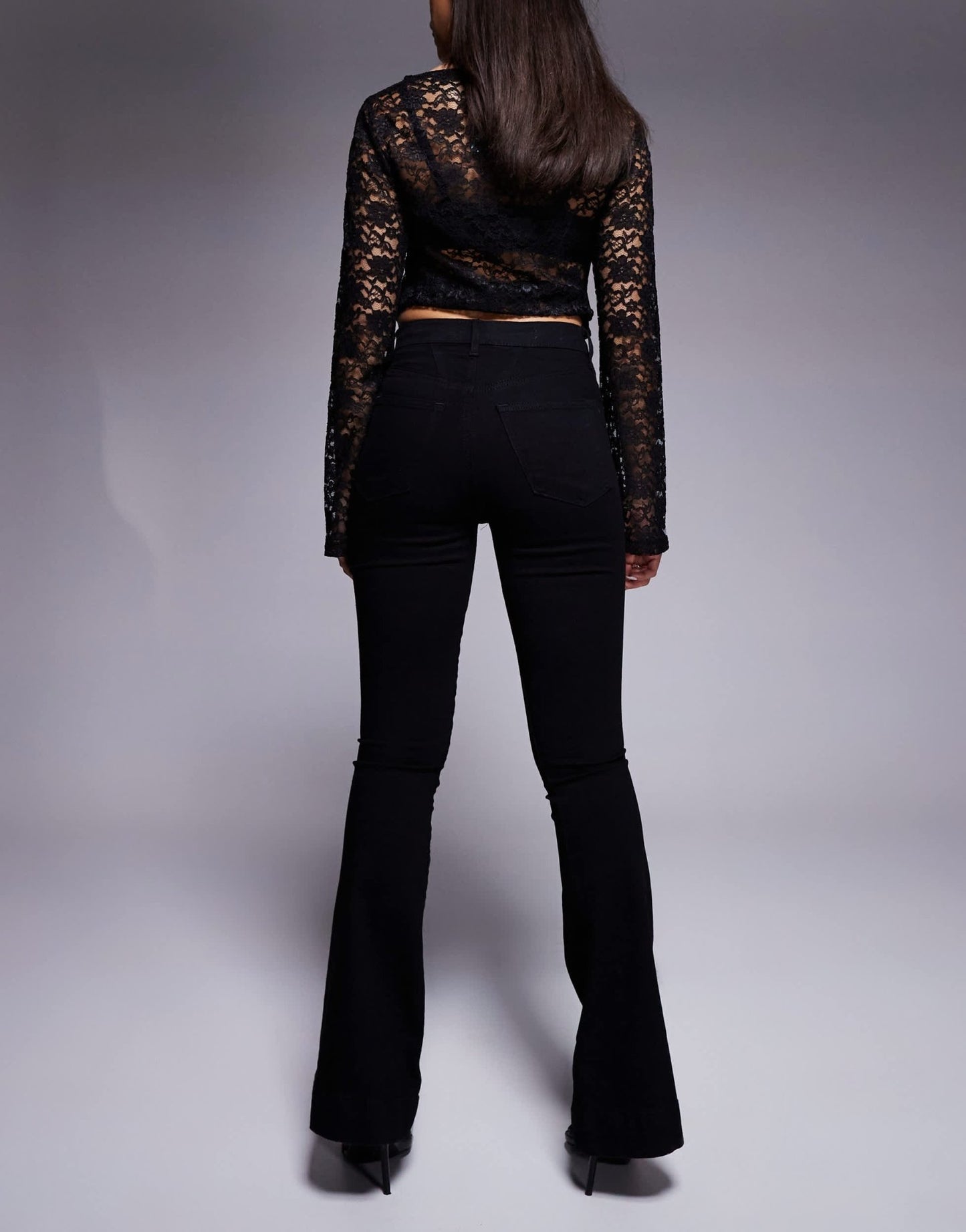 River Island flare jean in black - ASOS Sample Sale