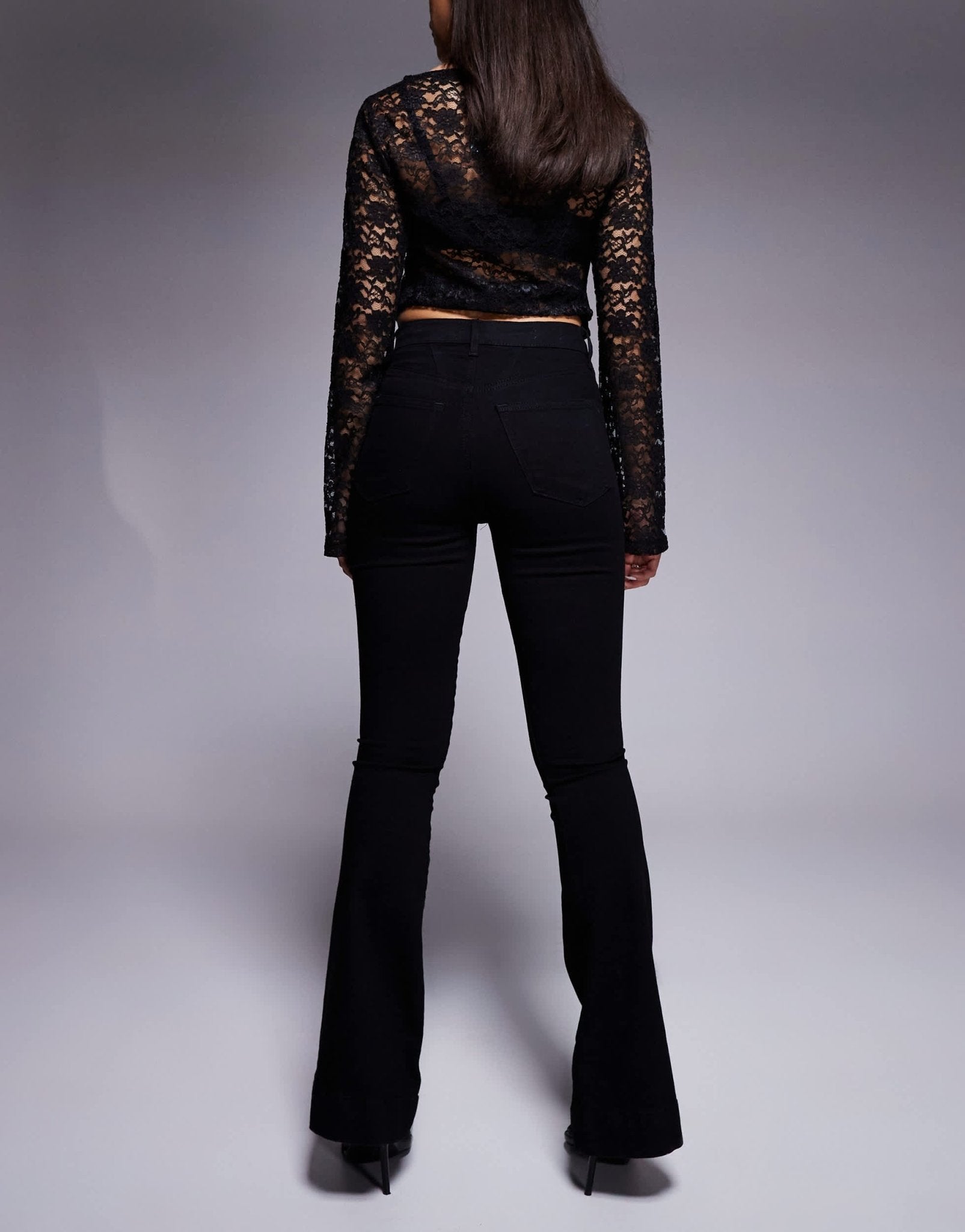 River Island flare jean in black - ASOS Sample Sale
