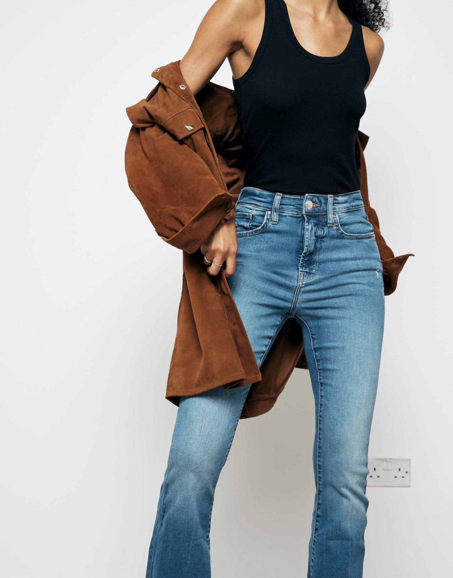 River Island flare jean in midwash blue - ASOS Sample Sale