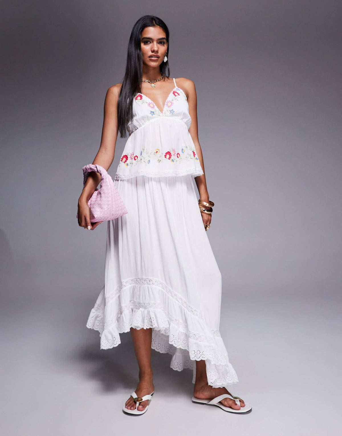 River Island floral embellished bralet in white - ASOS Sample Sale