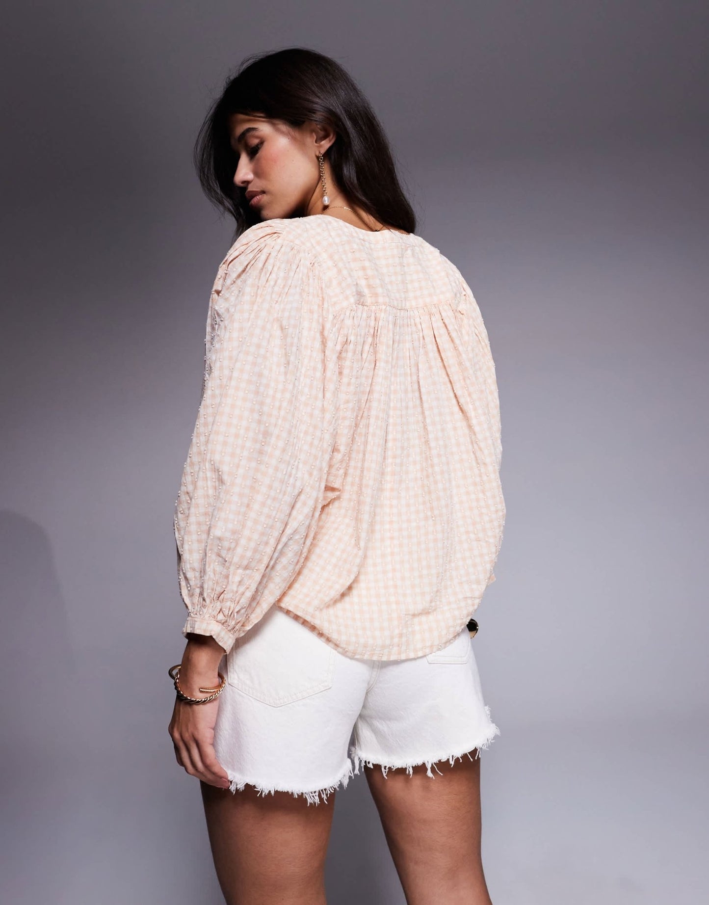 River Island gingham blouse in orange - ASOS Sample Sale
