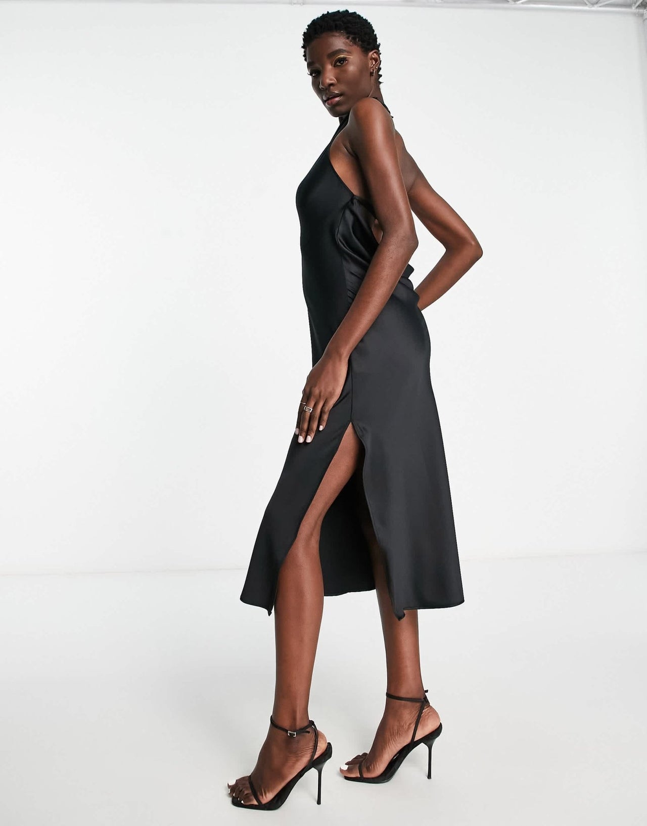 River Island halter chain slip dress in black - ASOS Sample Sale