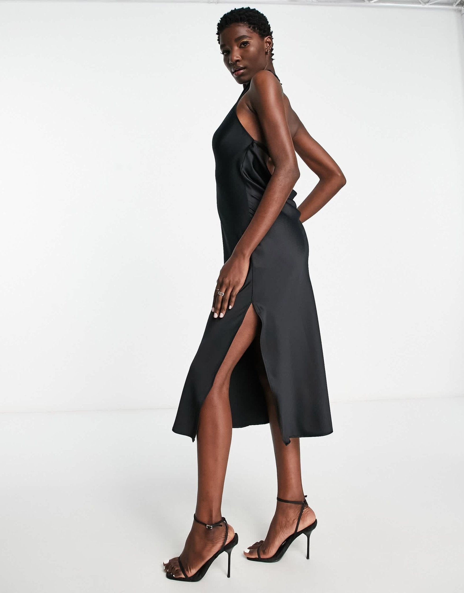 River Island halter chain slip dress in black - ASOS Sample Sale