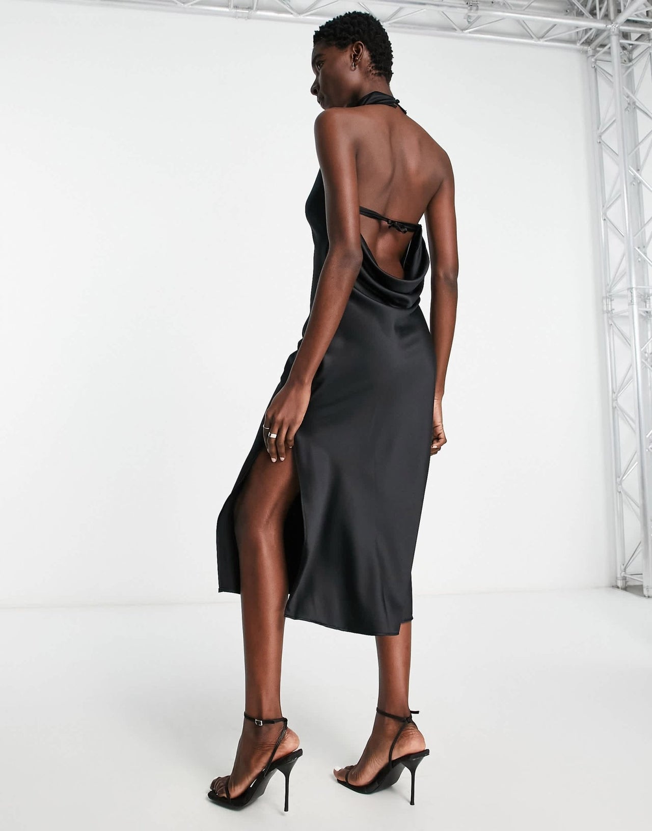 River Island halter chain slip dress in black - ASOS Sample Sale