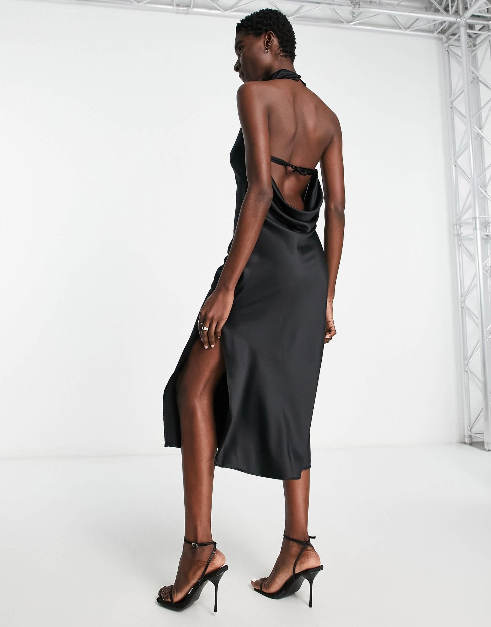 River Island halter chain slip dress in black - ASOS Sample Sale