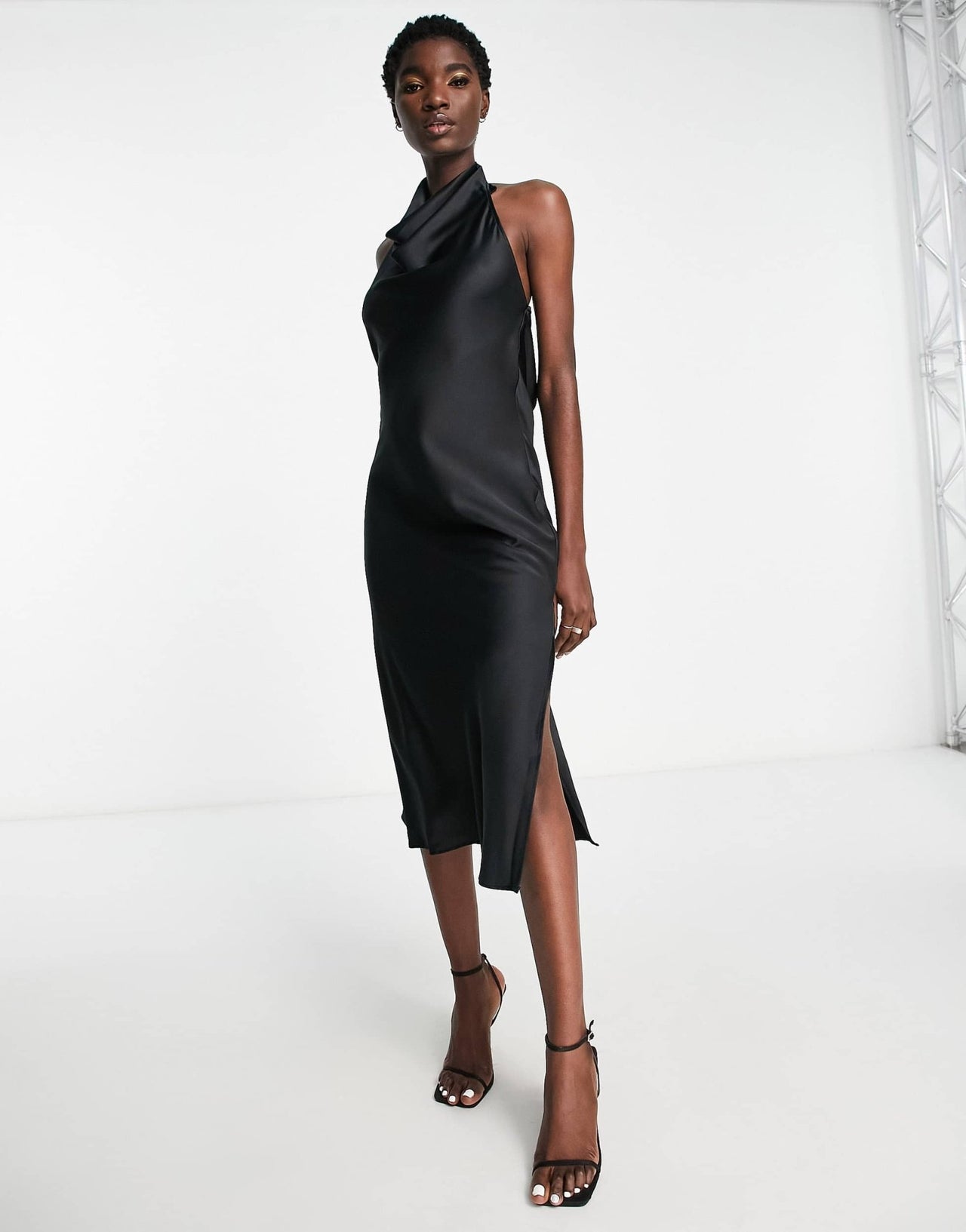 River Island halter chain slip dress in black - ASOS Sample Sale