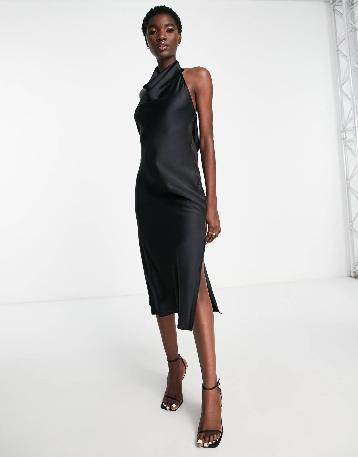 River Island halter chain slip dress in black - ASOS Sample Sale