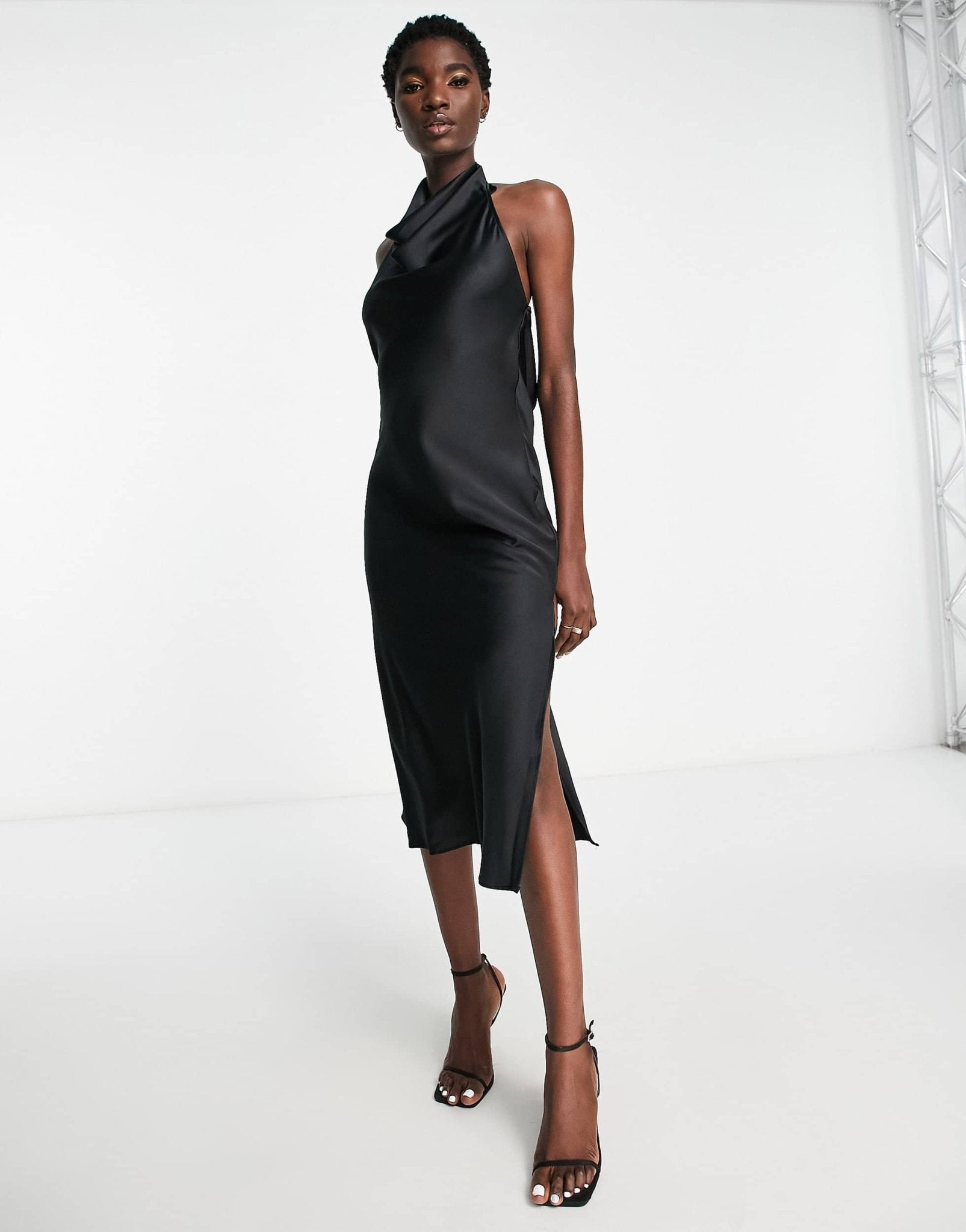 River Island halter chain slip dress in black - ASOS Sample Sale
