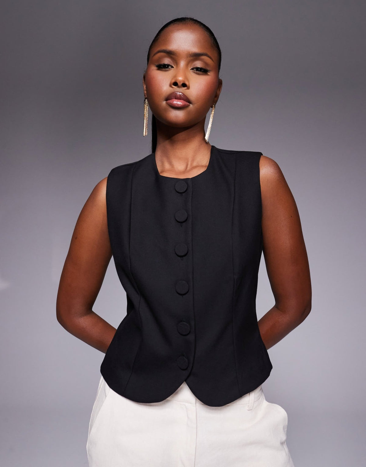 River Island high neck waistcoat in black - ASOS Sample Sale