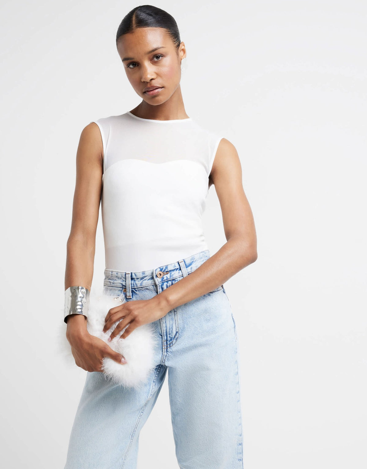 River Island High waisted relaxed straight jeans in denim - light - ASOS Sample Sale