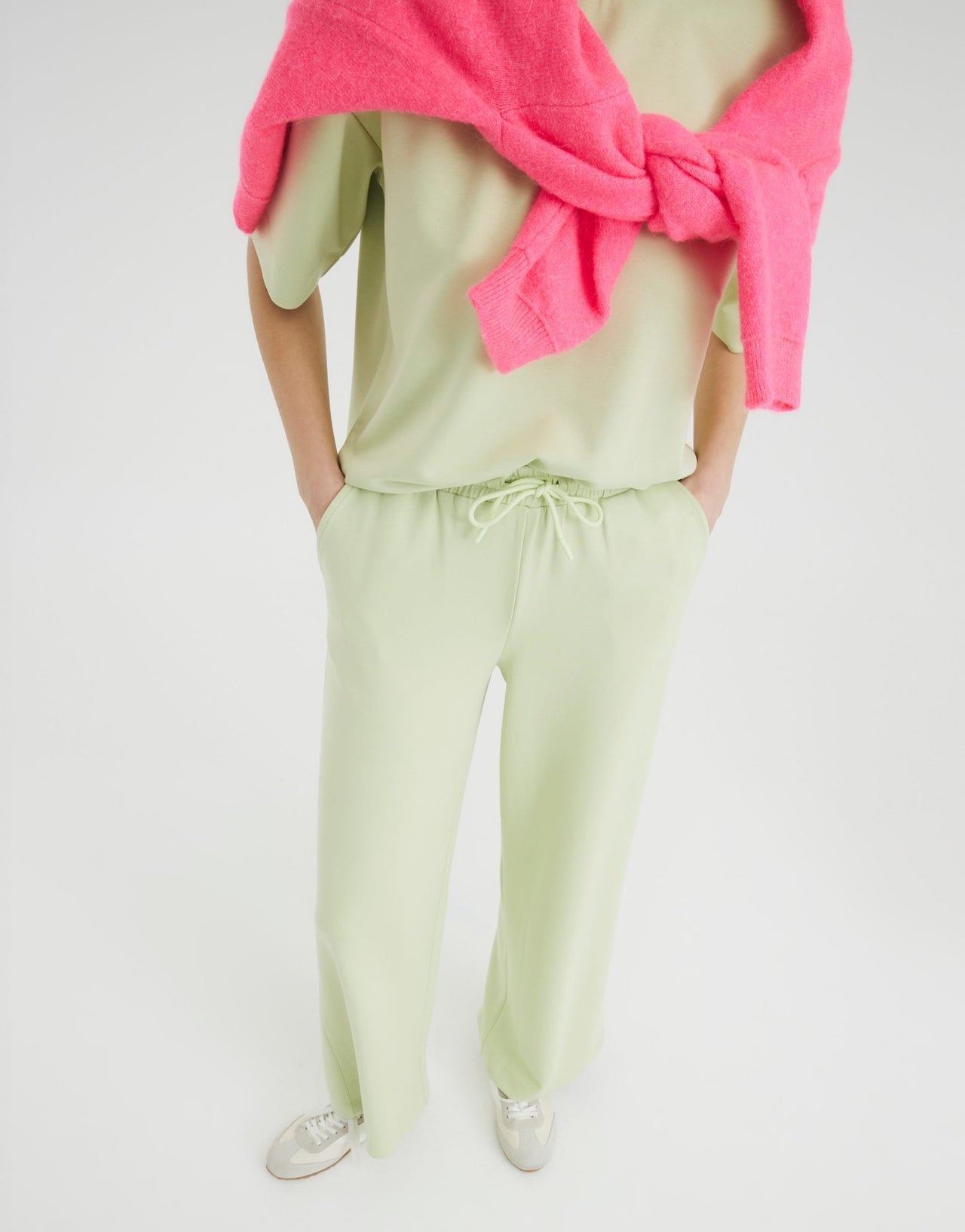 River island high waisted wide leg joggers in green - ASOS Sample Sale