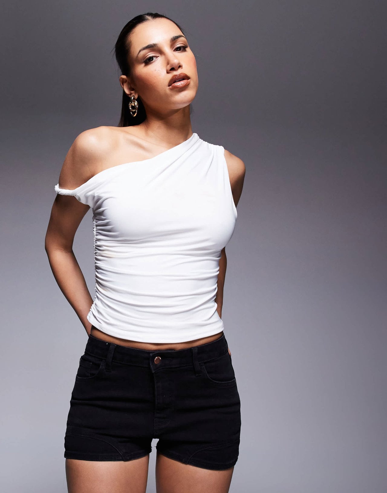 River Island hotpant denim short in black - ASOS Sample Sale