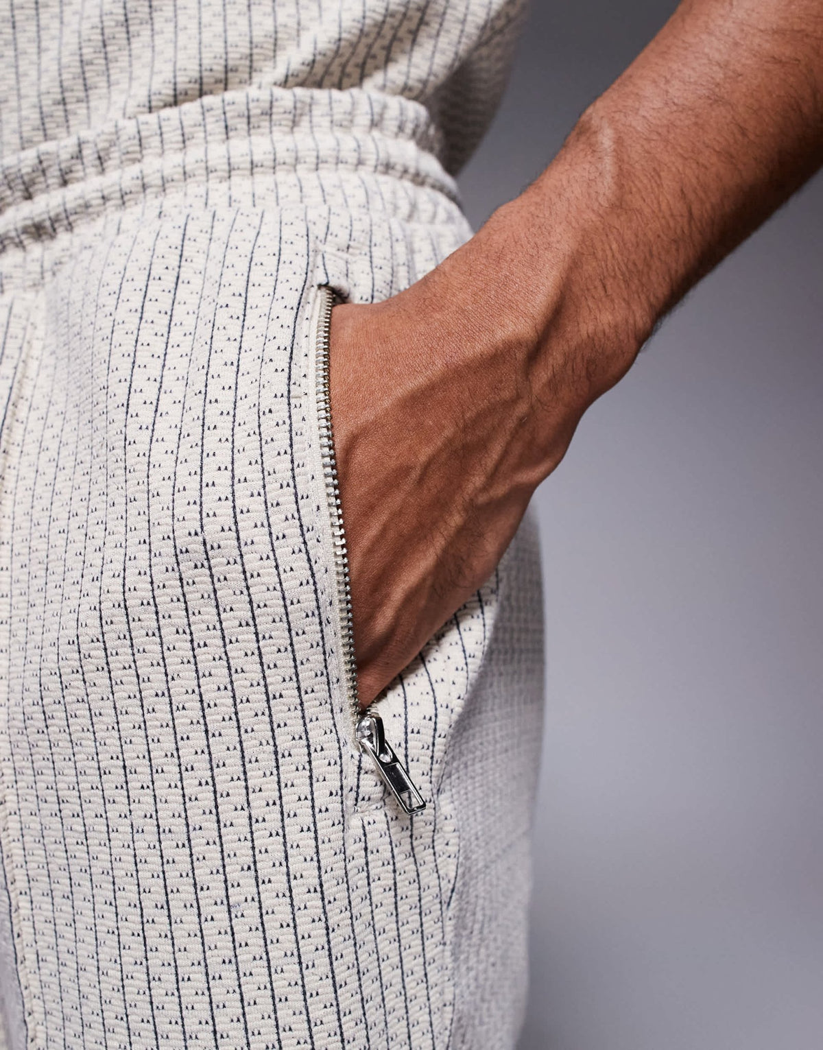 River Island jacquard shorts co-ord in stone - ASOS Sample Sale