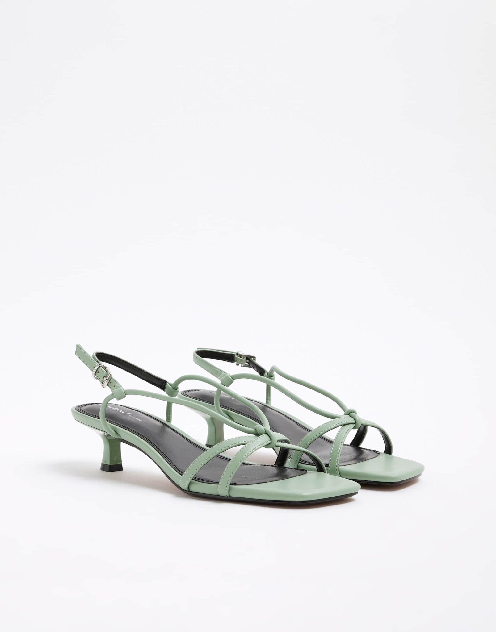 River Island kitten heel strappy sandal in light green - ASOS Sample Sale
