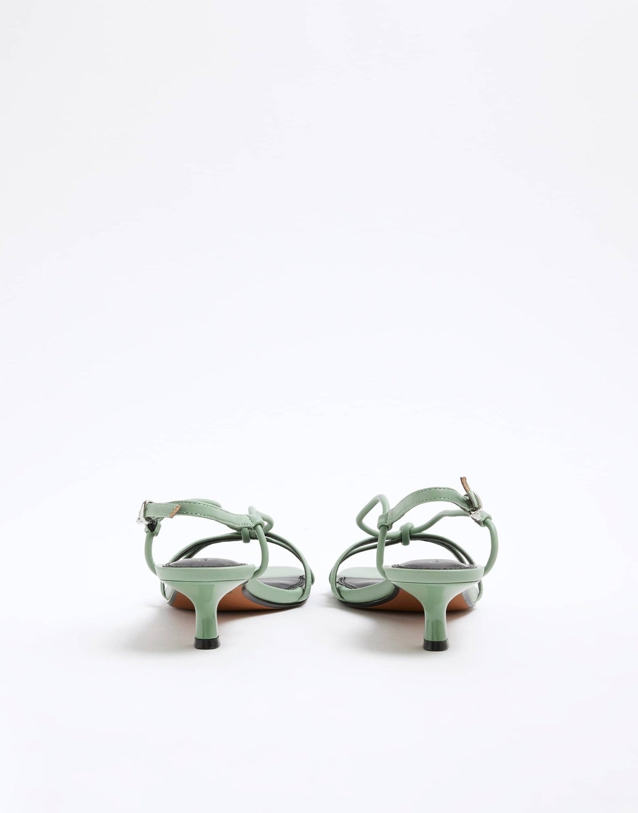 River Island kitten heel strappy sandal in light green - ASOS Sample Sale