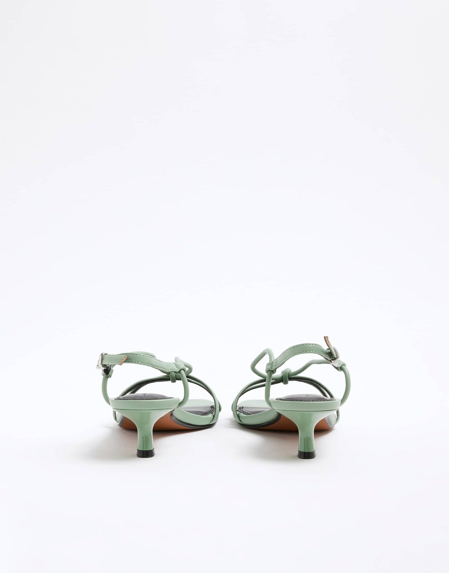 River Island kitten heel strappy sandal in light green - ASOS Sample Sale