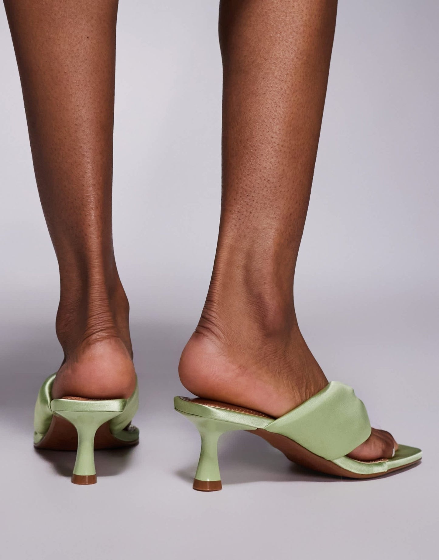 River Island kitten heel toe thong sandal in sage - ASOS Sample Sale