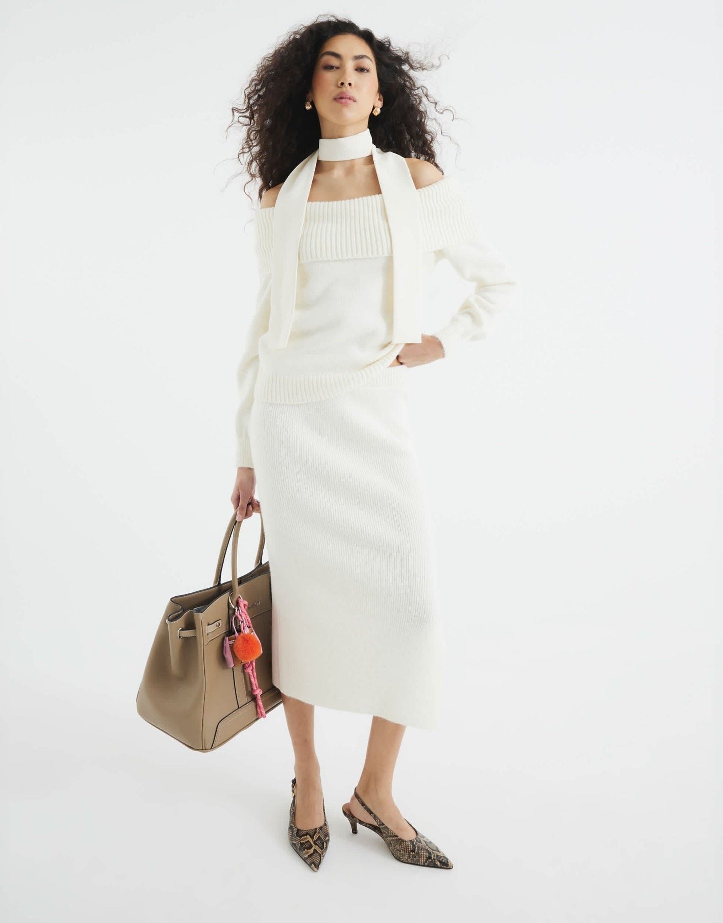 River Island knitted maxi skirt in cream - ASOS Sample Sale