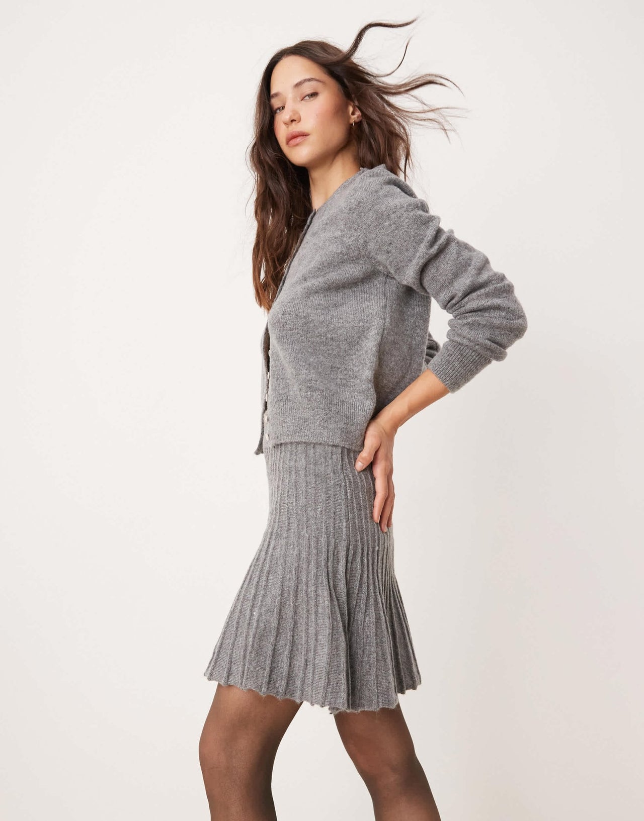 River Island knitted mini skirt co - ord in grey marl - ASOS Sample Sale