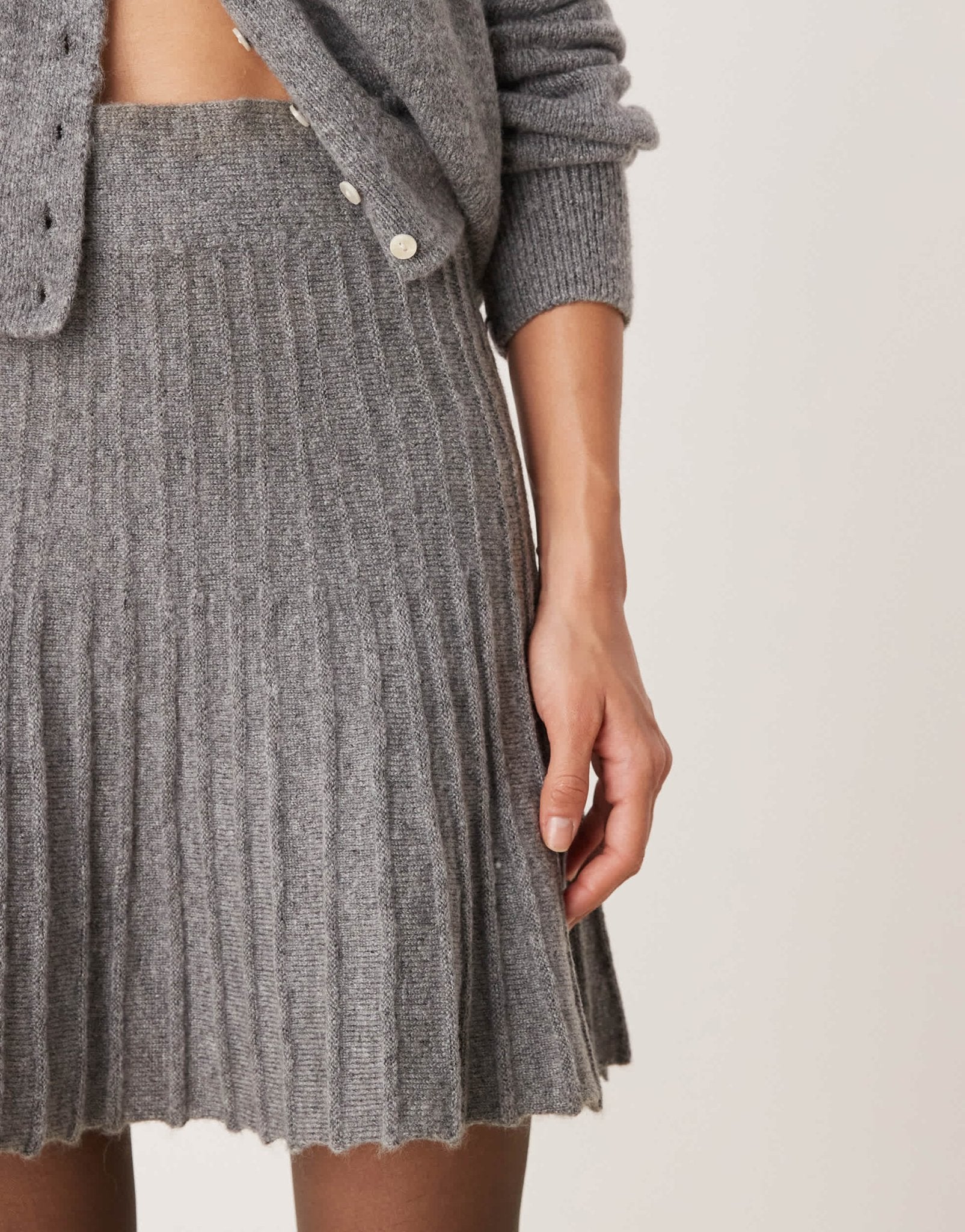 River Island knitted mini skirt co - ord in grey marl - ASOS Sample Sale