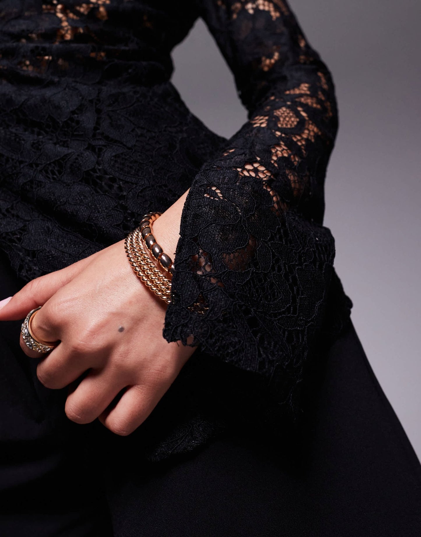 River Island lace shirt co - ord in black - ASOS Sample Sale