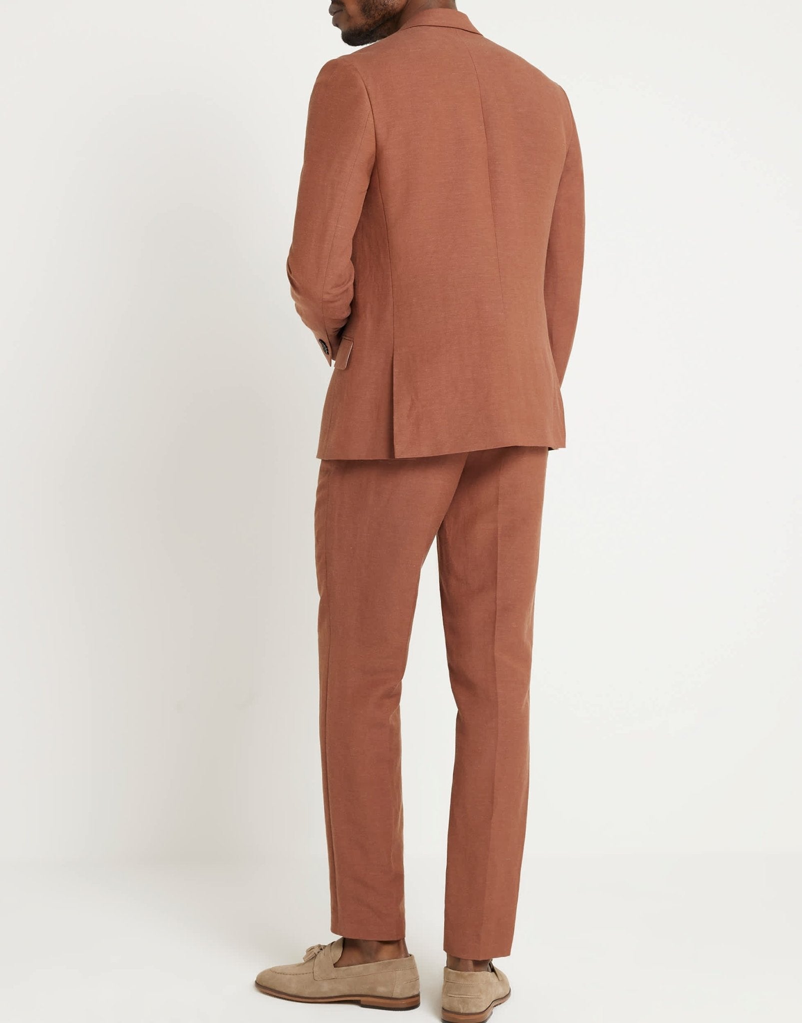 River Island linen slim suit trouser in rust - ASOS Sample Sale