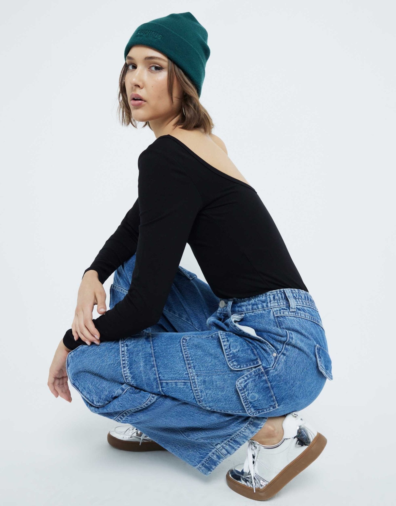 River Island long sleeve scoop neck body in black - ASOS Sample Sale