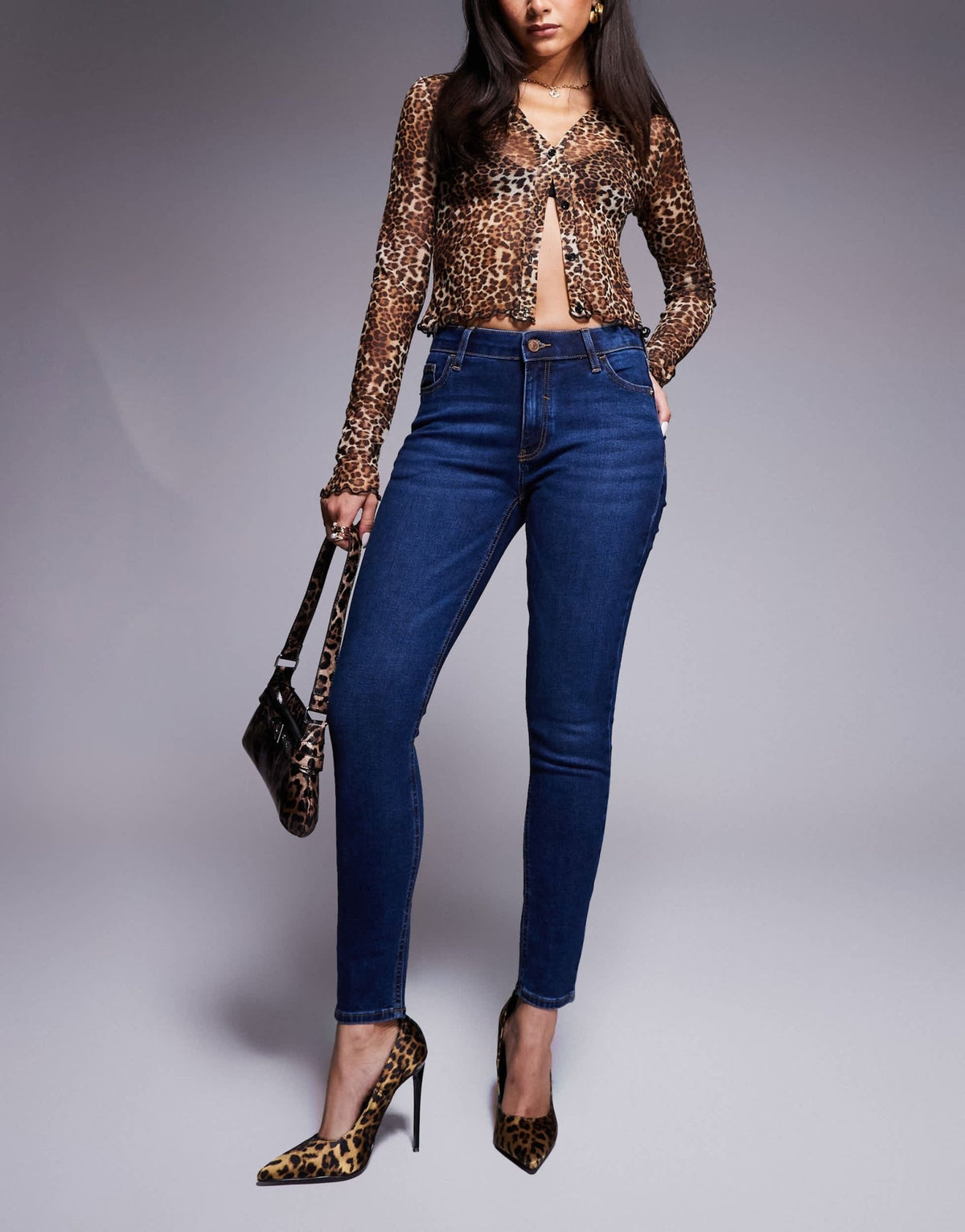 River Island midrise skinny jean in darkwash blue - ASOS Sample Sale