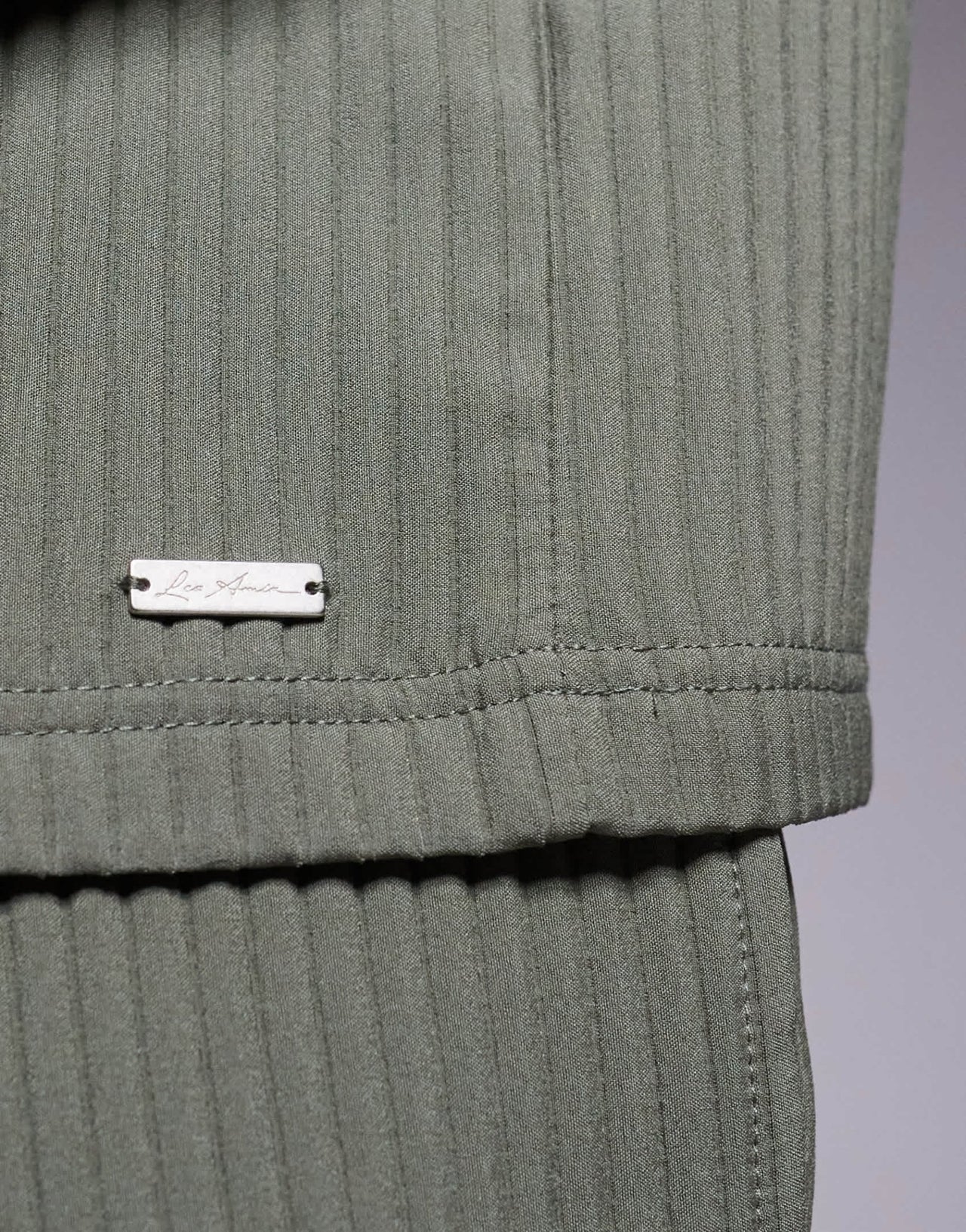 River Island oversized plisse t-shirt co-ord in light khaki - ASOS Sample Sale