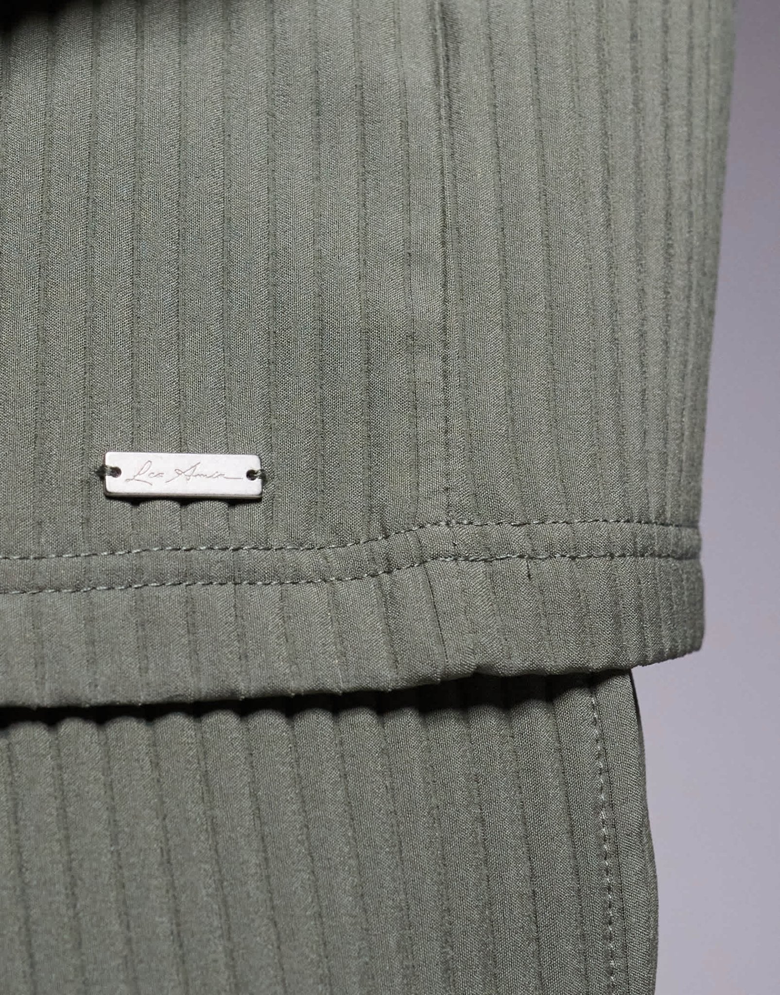 River Island oversized plisse t-shirt co-ord in light khaki - ASOS Sample Sale