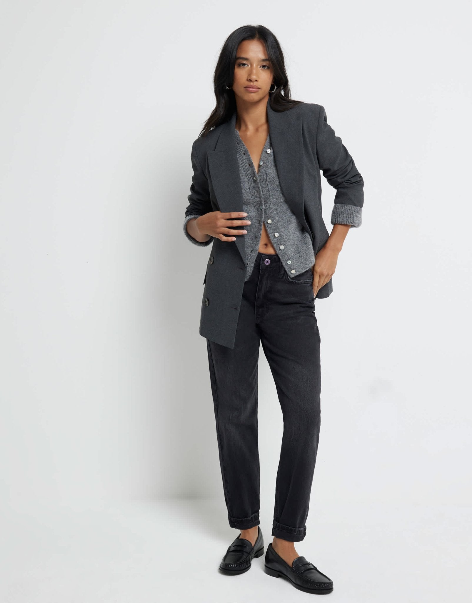 River Island Petite mom jean in black - ASOS Sample Sale